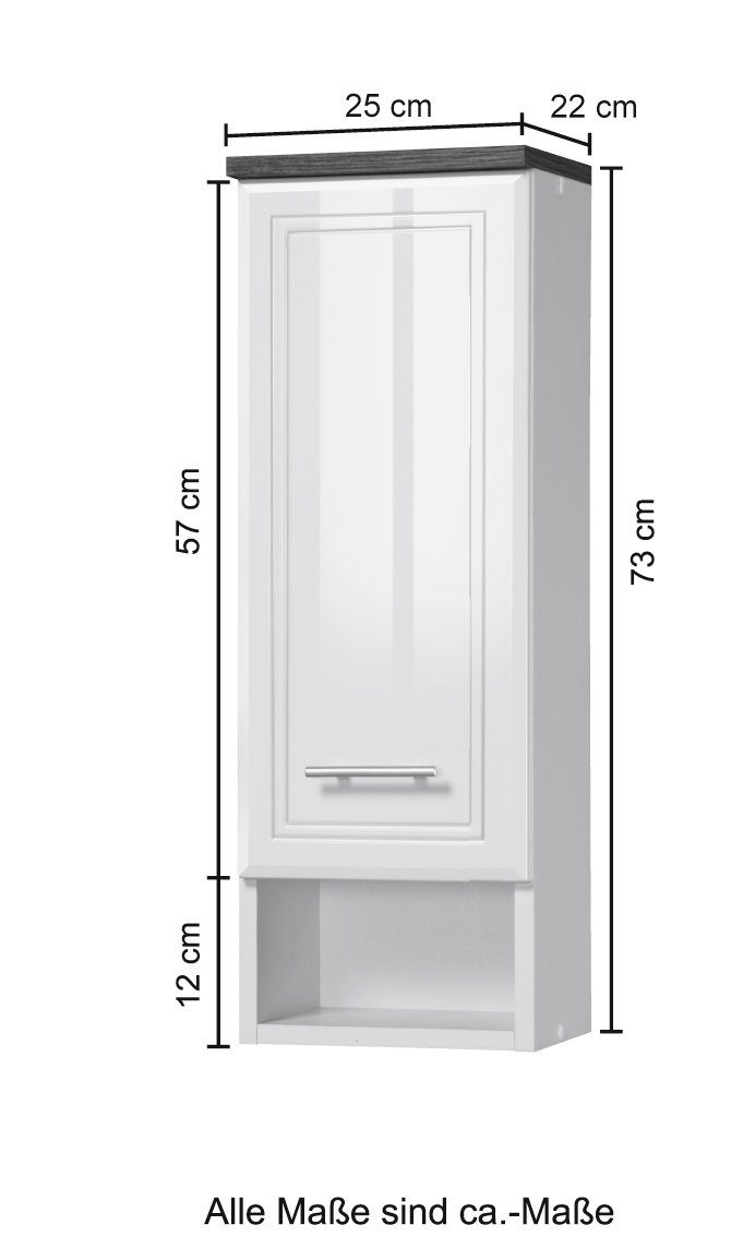 welltime Hangend kastje Napels Breedte 25 cm, met hoogglansfronten en elegant freeswerk