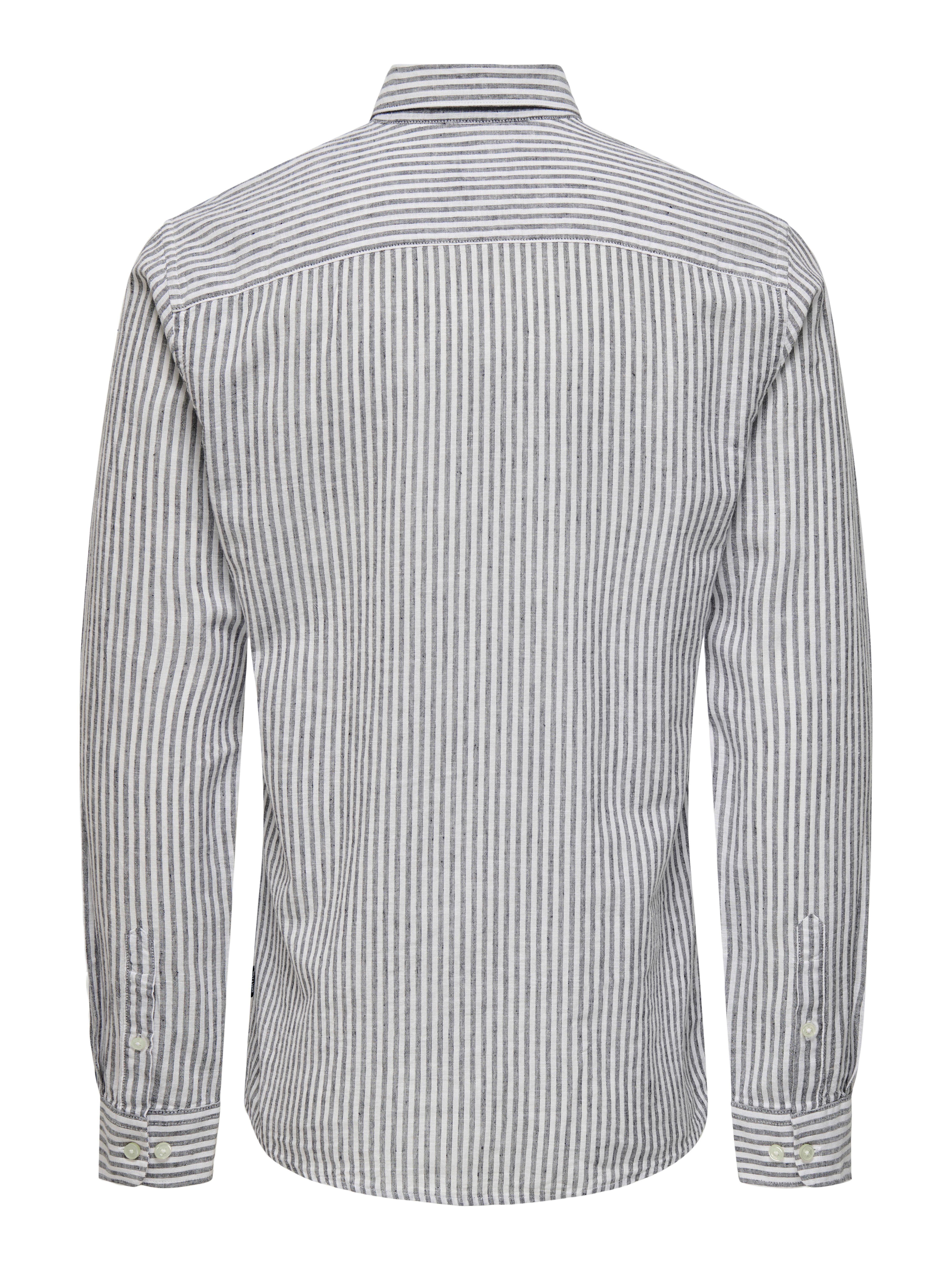 ONLY & SONS Overhemd met korte mouwen ONSCAIDEN LS STRIPE LINEN SHIRT 660 NOOS