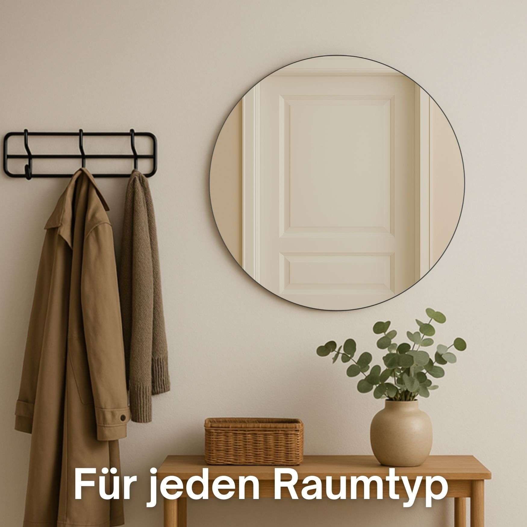 Loevschall Wandspiegel Refine, ronde wandspiegel voor alle ruimte types, stijlvolle lijst