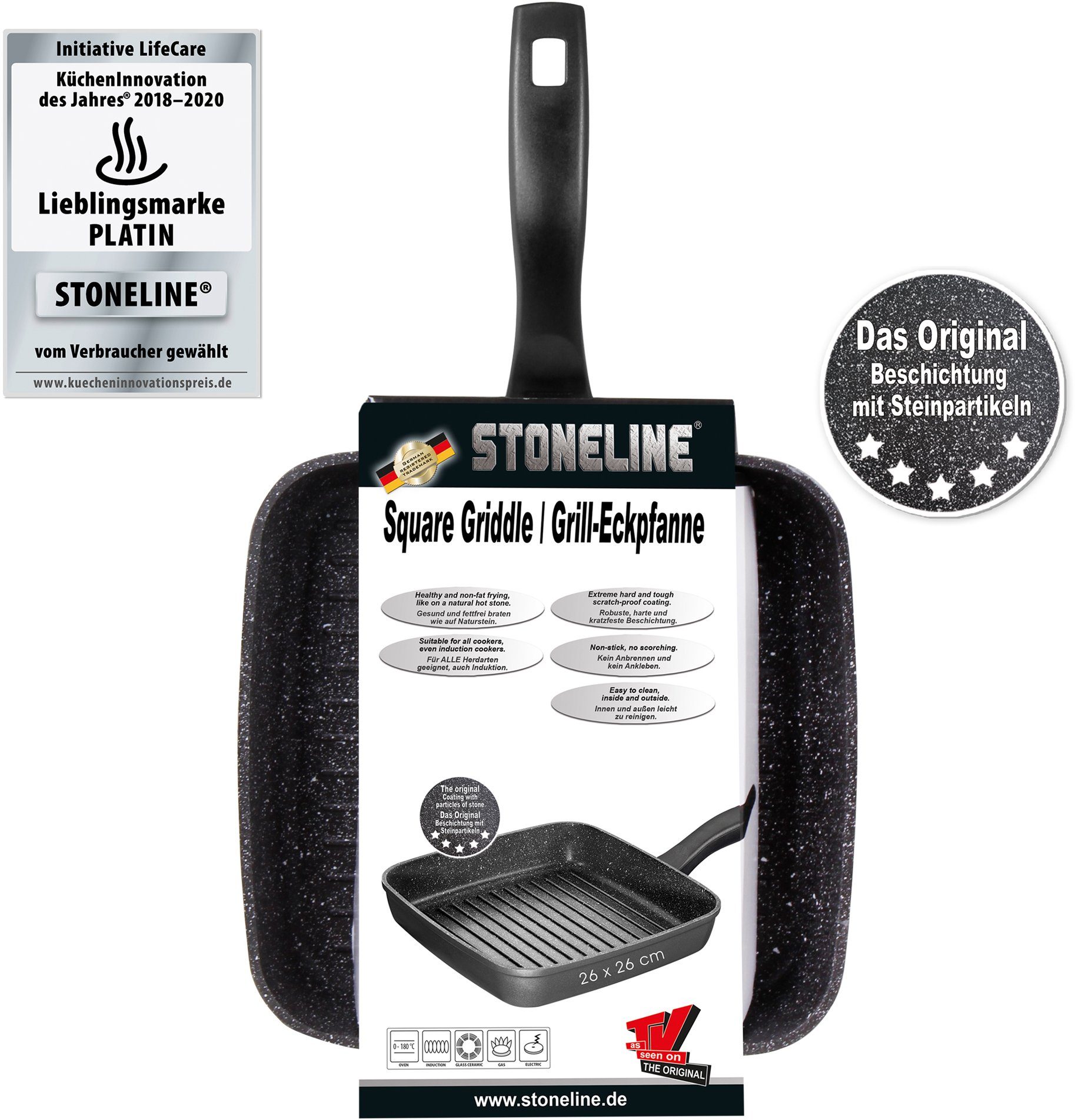 STONELINE Grillpan 26x26 cm, inductie