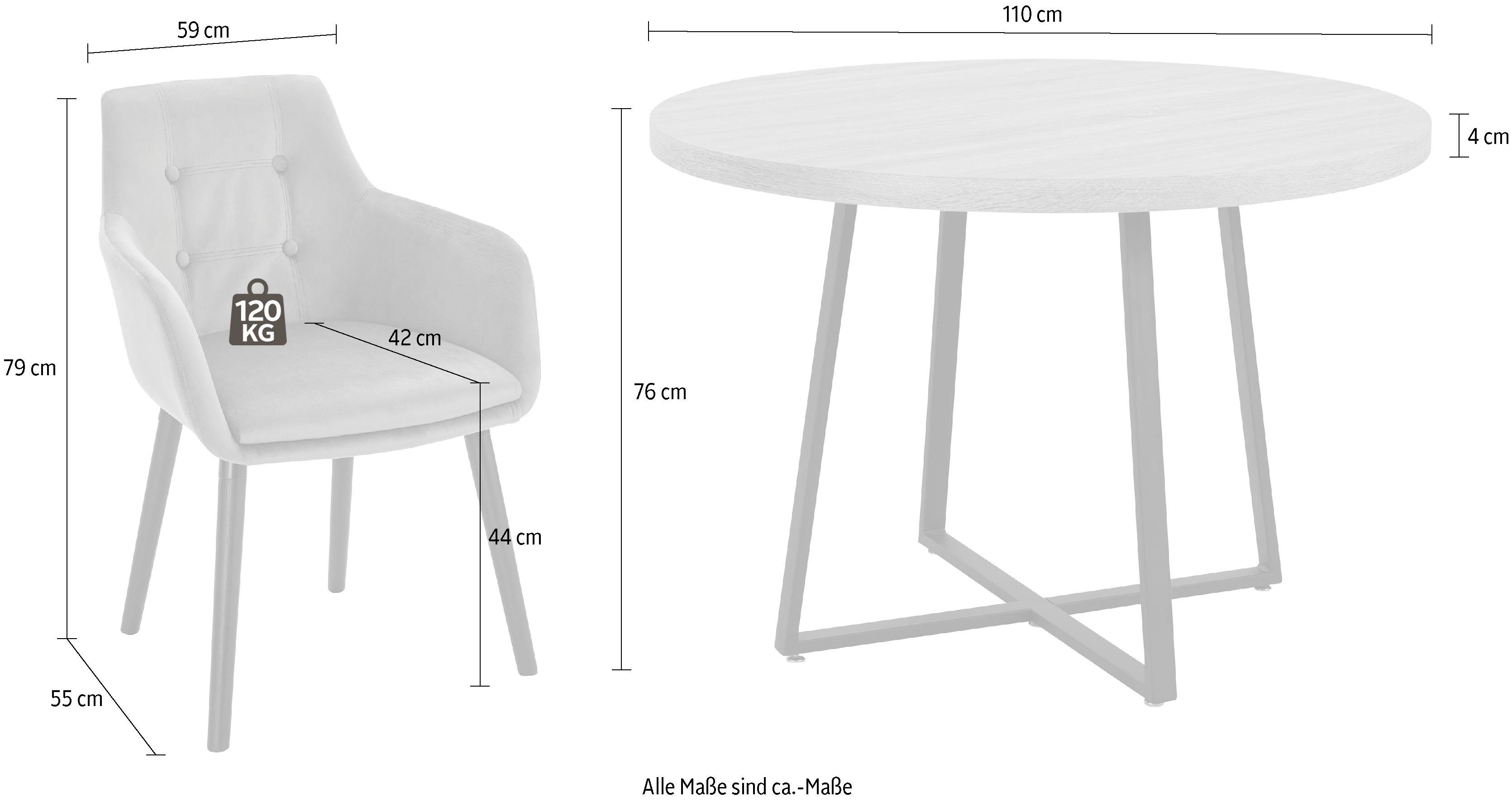 Home affaire Eethoek met 4 stoelen (5-delig)