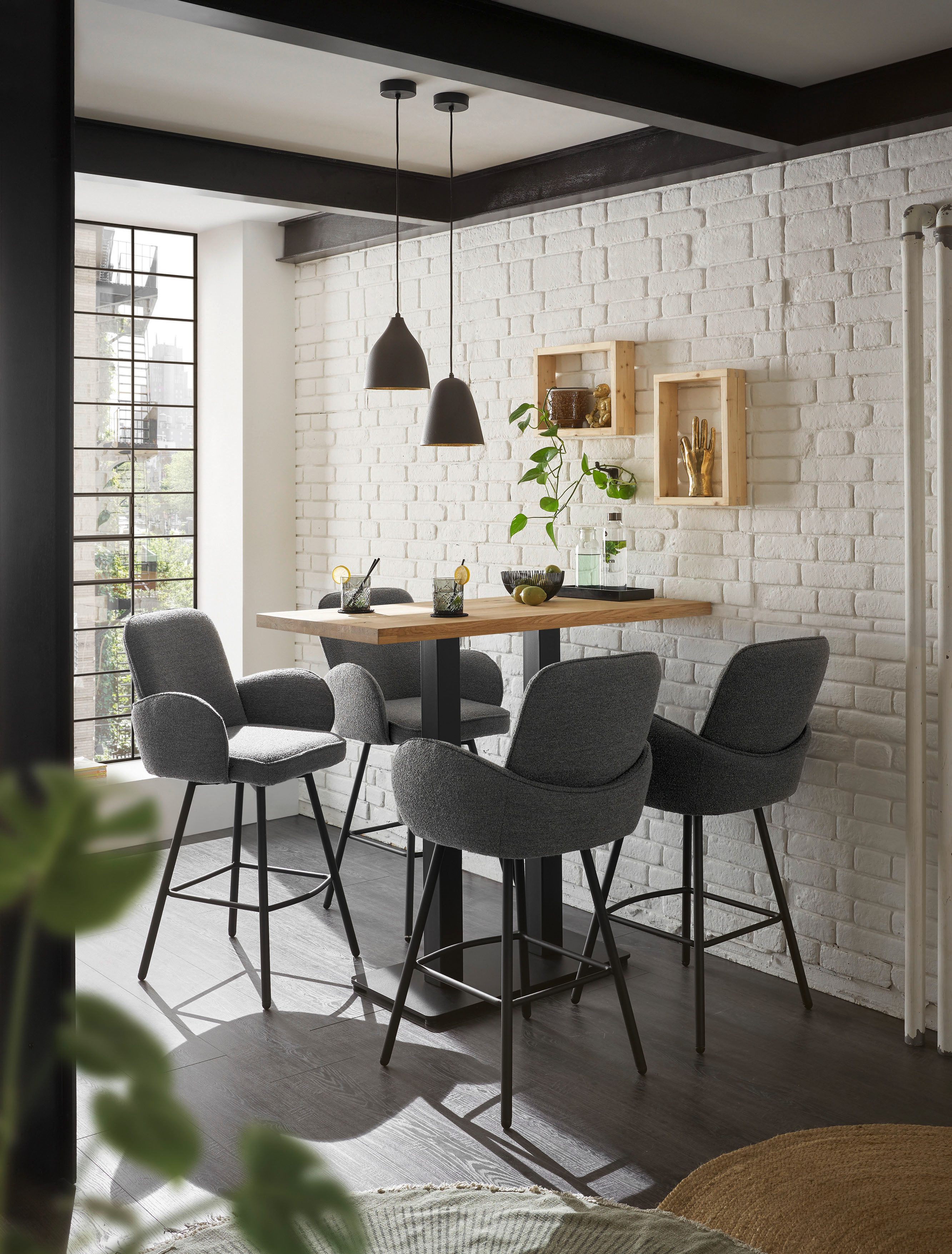 Stolkom Bartafel Jay eik massief hout geolied, hoge tafel BxHxD 120x104x60 cm
