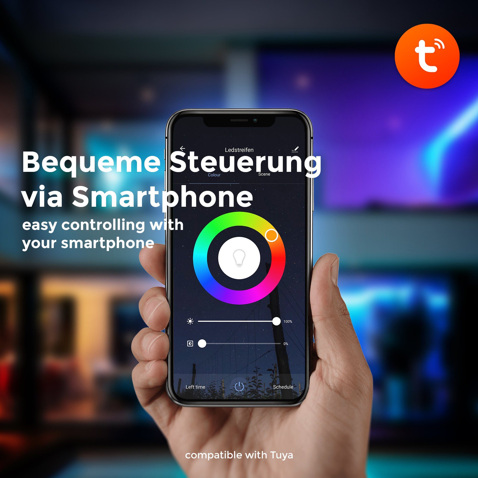 B.K.Licht Led-strepen Smart Home LED strip/band 2m incl. USB WiFi appbesturing