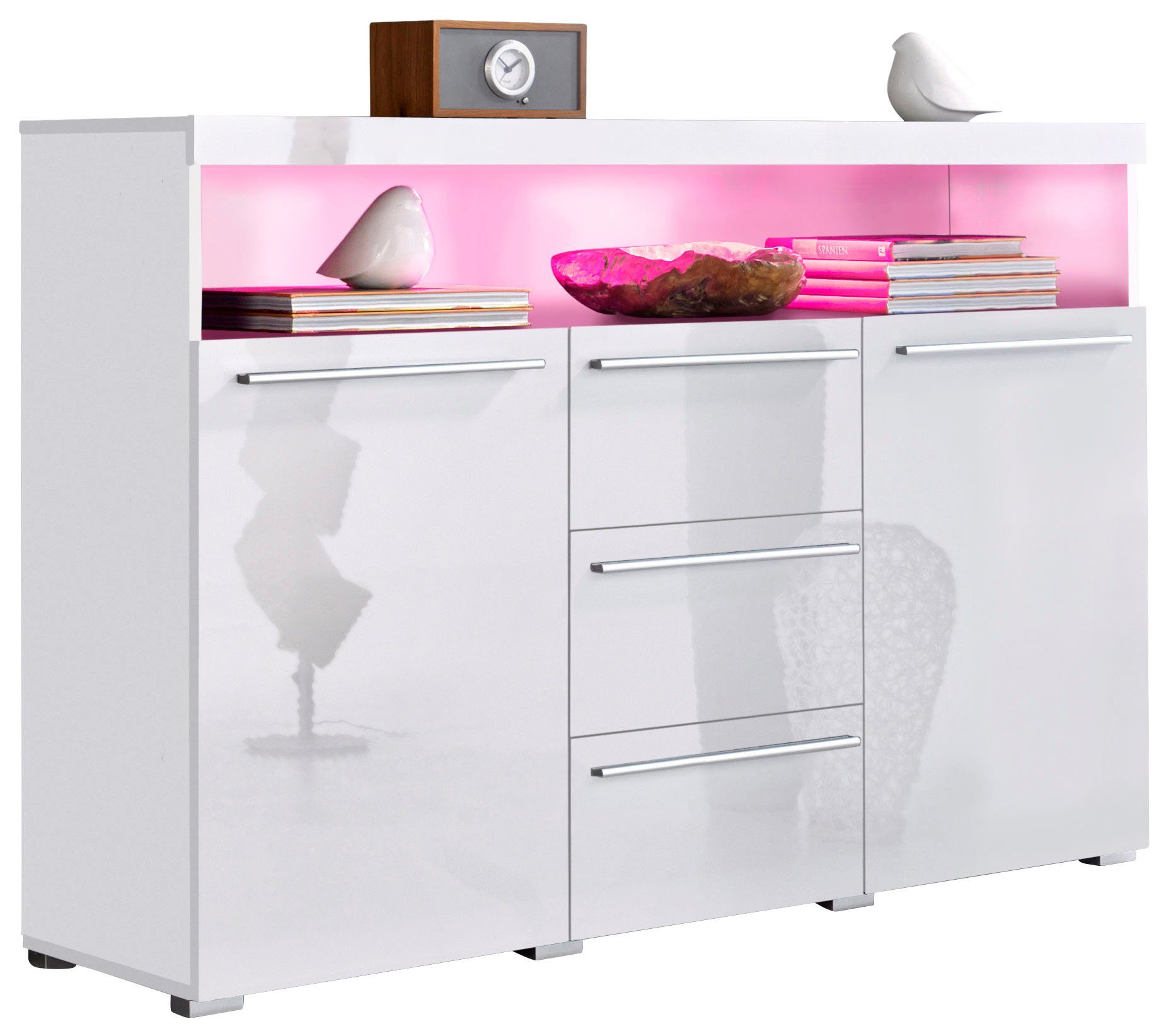 INOSIGN Dressoir India, breedte 132cm, stijlvolle dressoir met 2 deuren, 3 lades