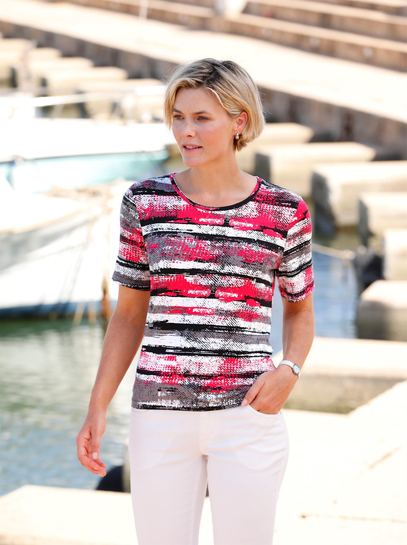 Casual Looks Shirt met korte mouwen (1-delig) dames t-shirts maat 40 beige