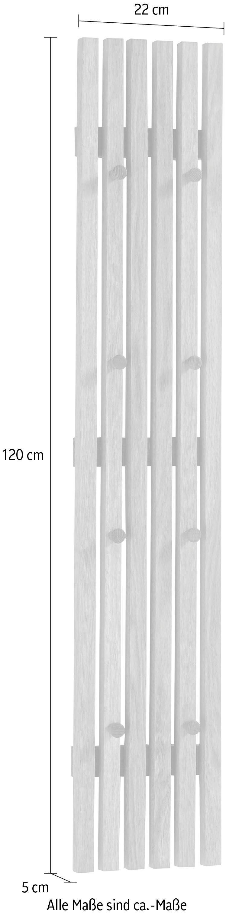 MCA furniture Kapstokpaneel Alwar, TOPSELLER! Breedte ca. 22 cm, met 8 kledinghaken, massief eiken geolied