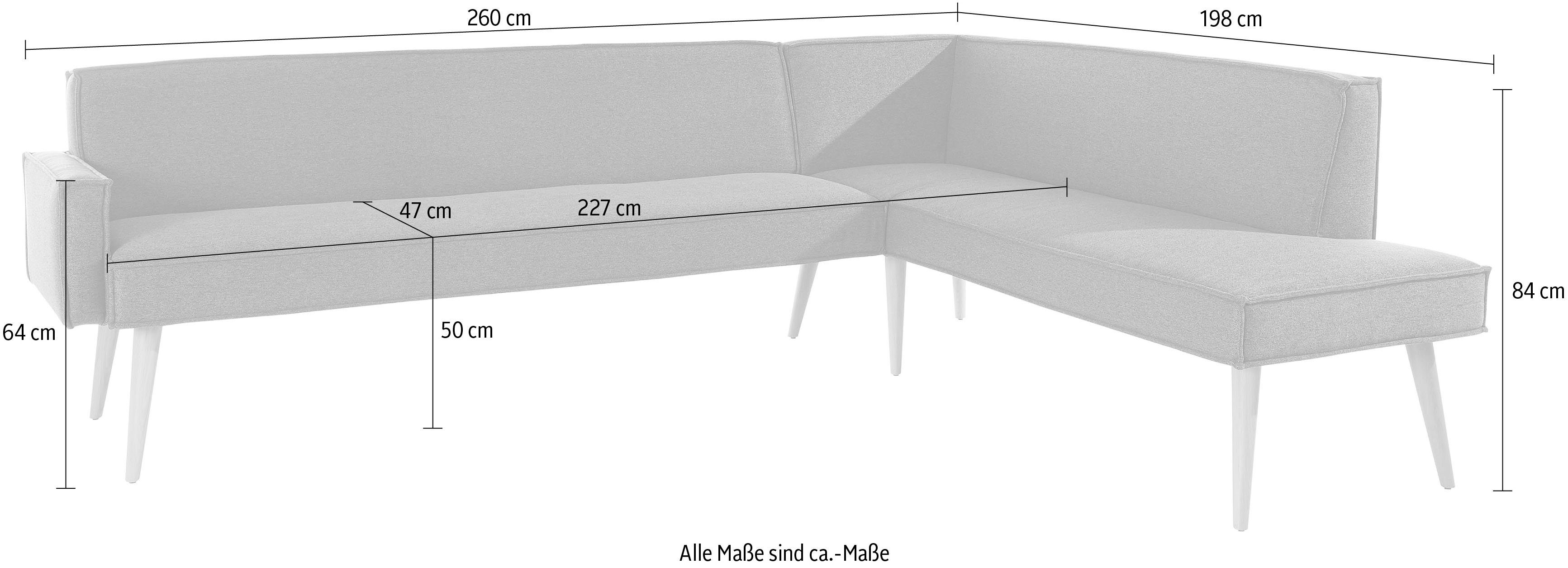 exxpo - sofa fashion Hoekbank Lungo, moderne paspelnaad, comfortabel en elegant, hoge houten voet