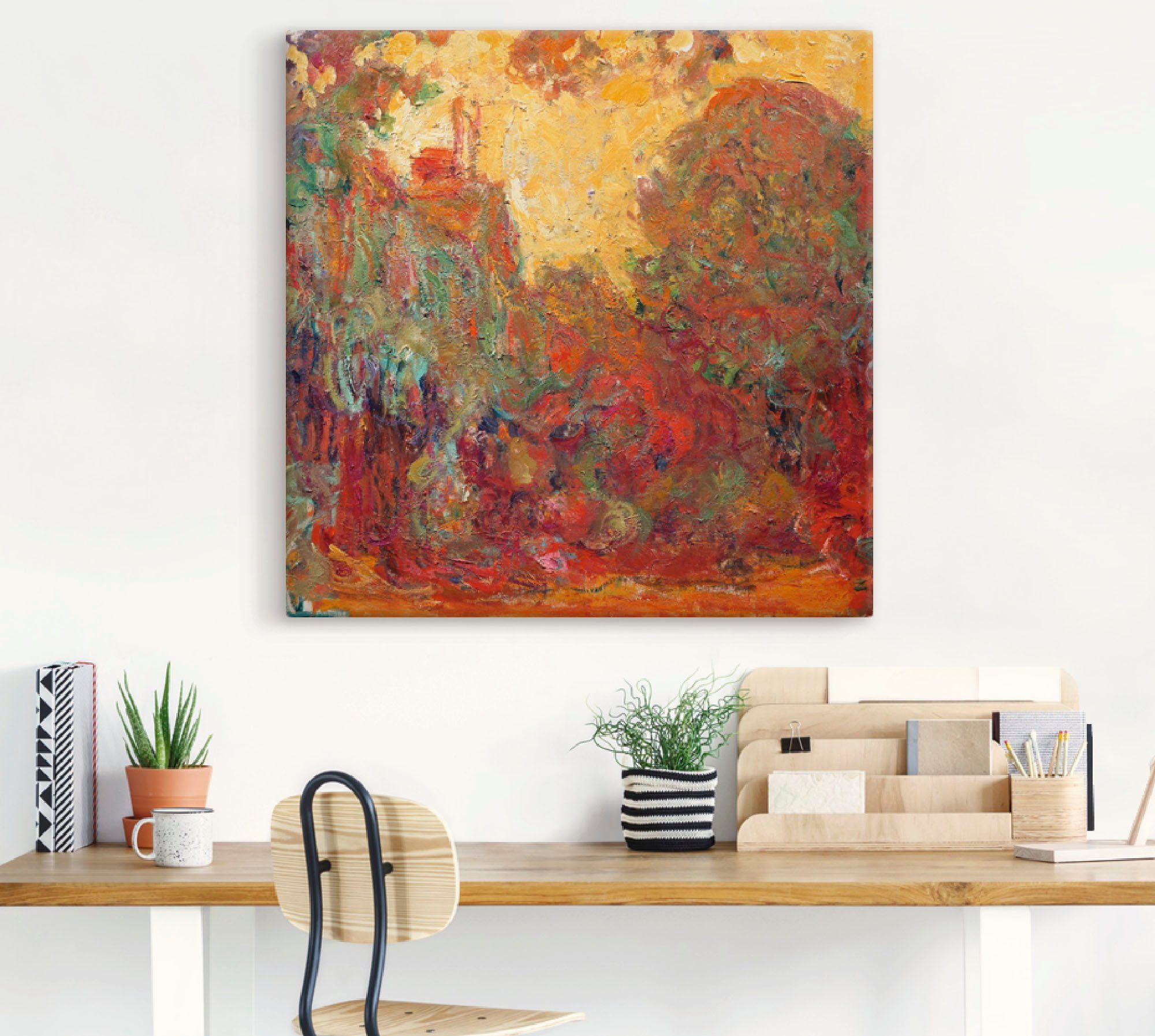 Artland Artprint Het huis in Giverny compositie in rood als artprint op linnen, poster in verschillende formaten maten