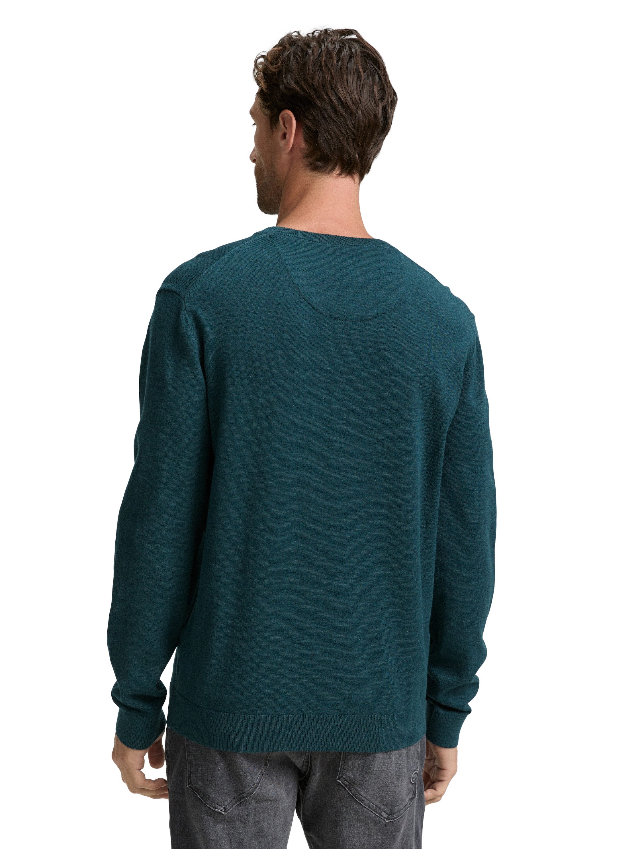 Tom Tailor Trui met V-hals met klein logoborduursel