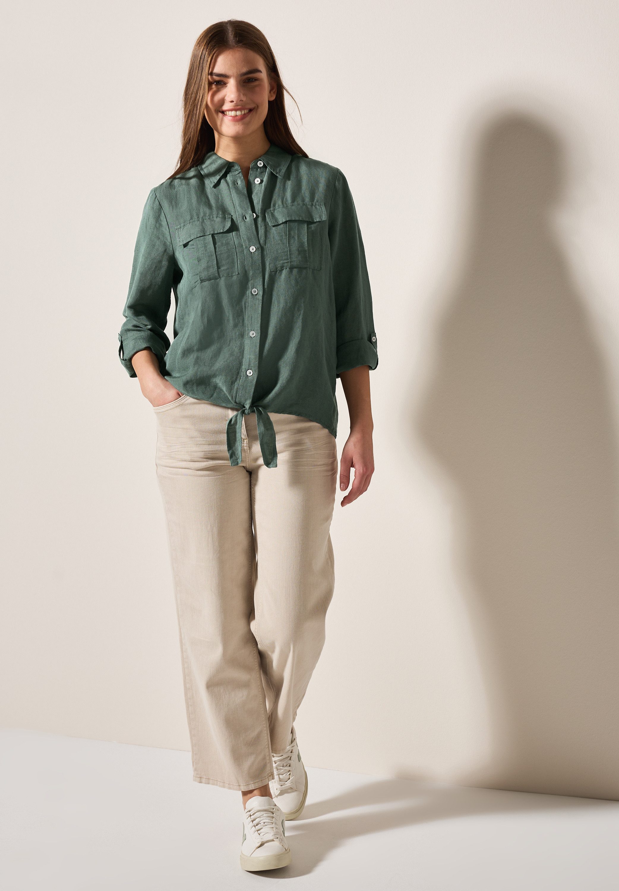 Cecil Blouse met lange mouwen met knoop bij de zoom