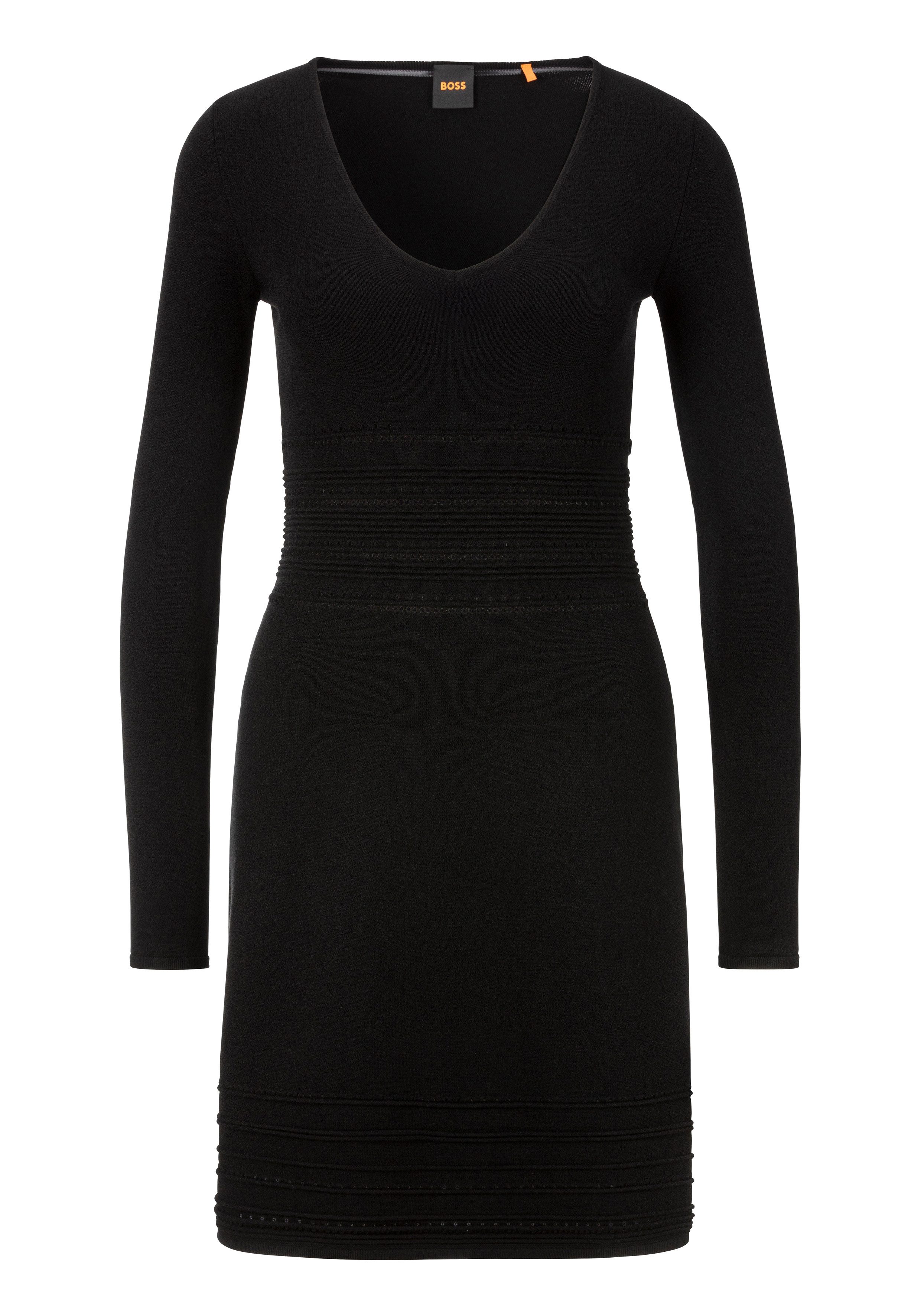 Boss Orange Gebreide jurk C_Fudino met charm met boss logo dames gebreide jurken maat XL zwart