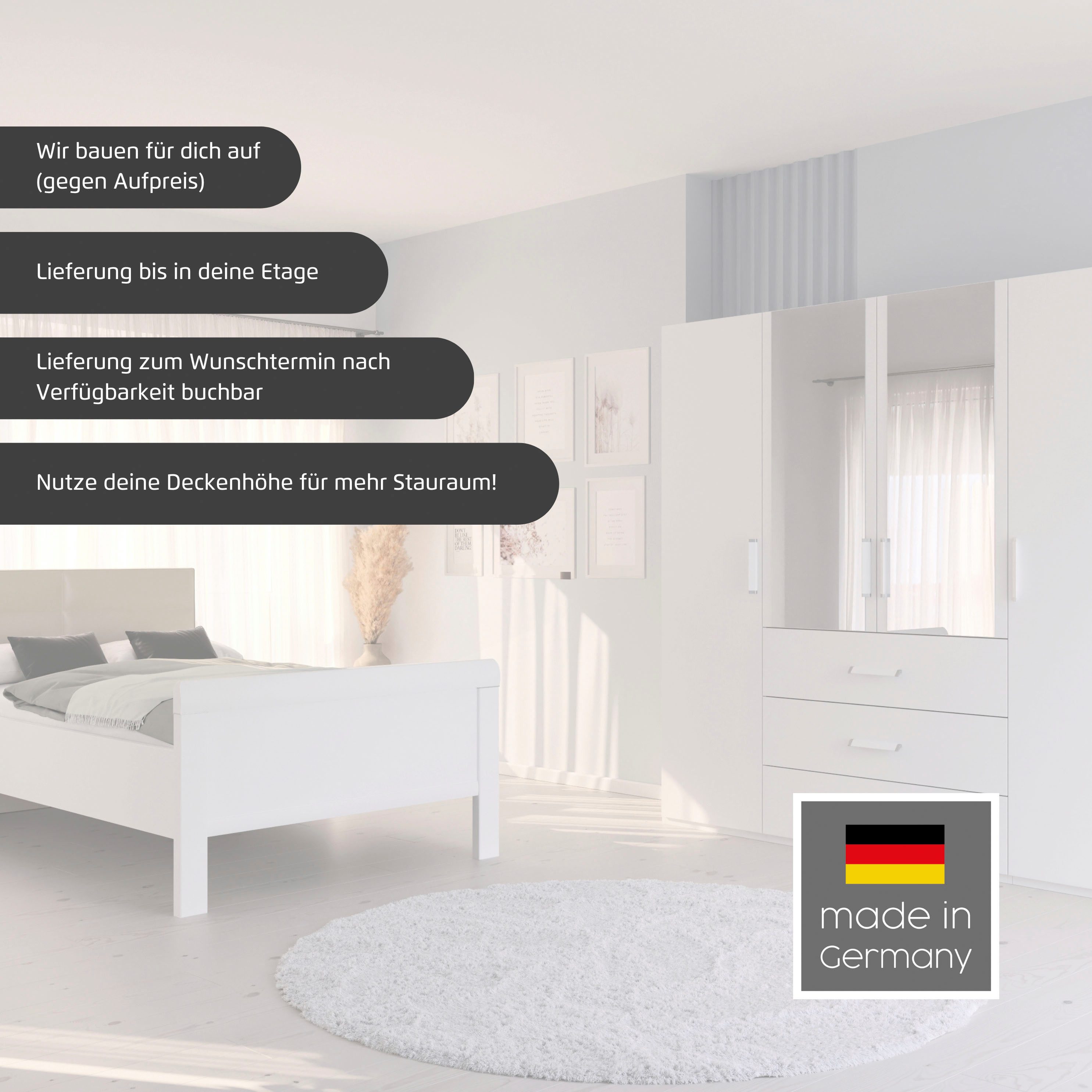 rauch Slaapkamerserie Compleet slaapkamer EVELYN Kast en bed in 2 breedtes, nachtkastje met 2 lades MADE IN GERMANY (set, 3-delig)