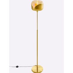 kare design staande lamp goud