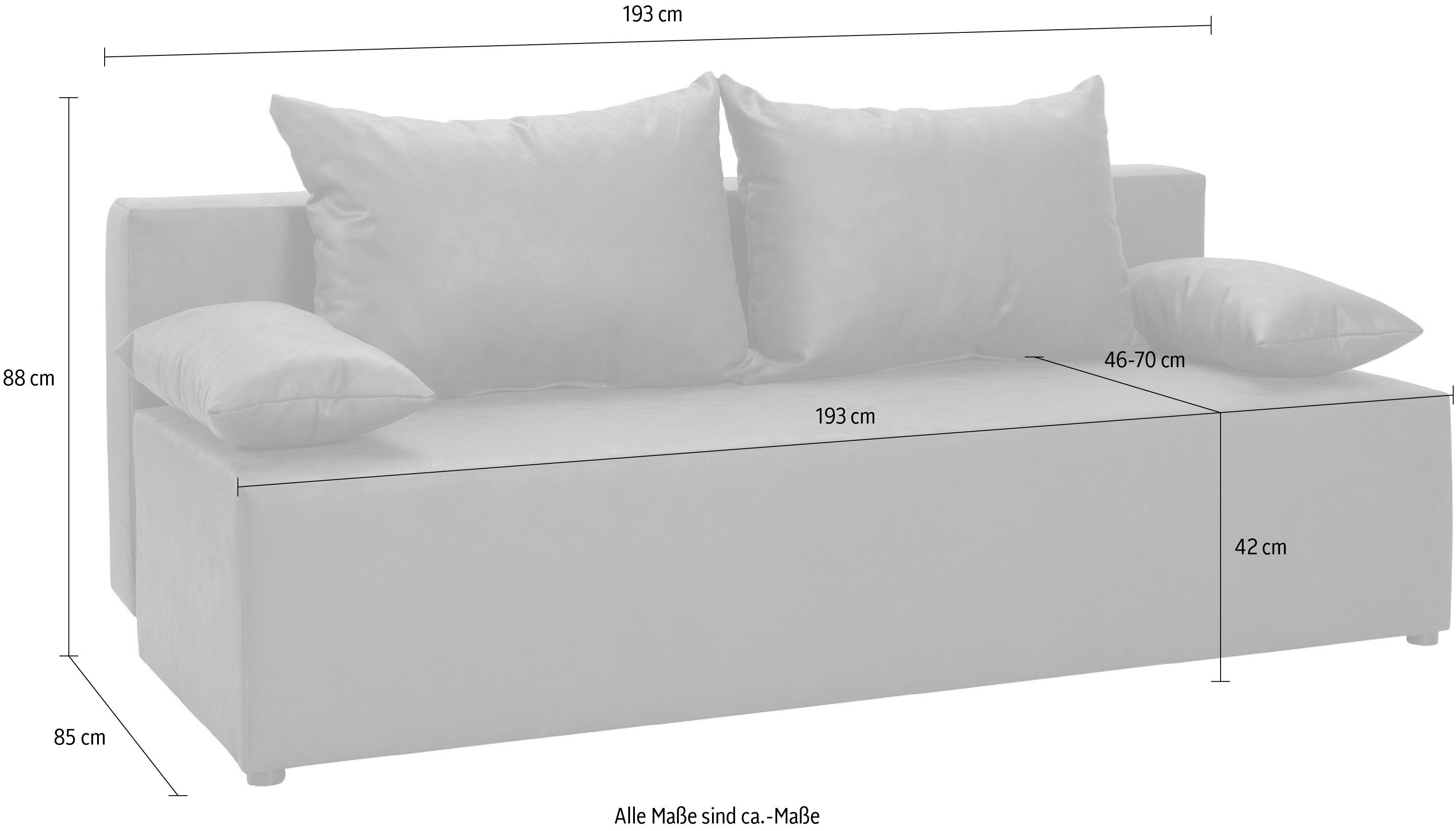 exxpo - sofa fashion Slaapbank Exxpo Tabou Slaapfunctie,bedkist, naar keuze met liftbedfunctie en binnenvering