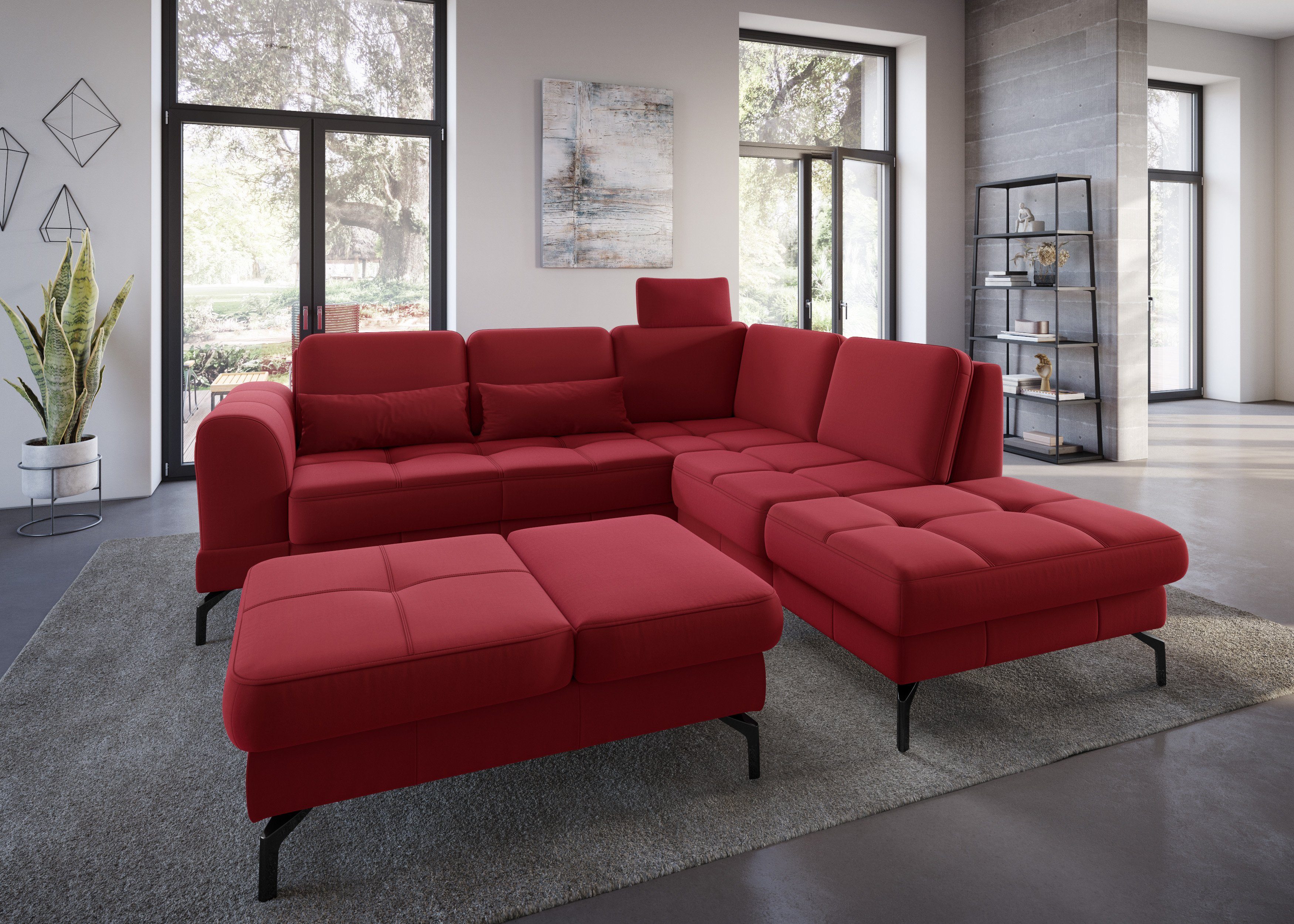 sit&more Hoekbank Bendigo L-vorm inclusief zitdiepteverstelling, bodemvrijheid 15 cm, in 2 pootkleuren