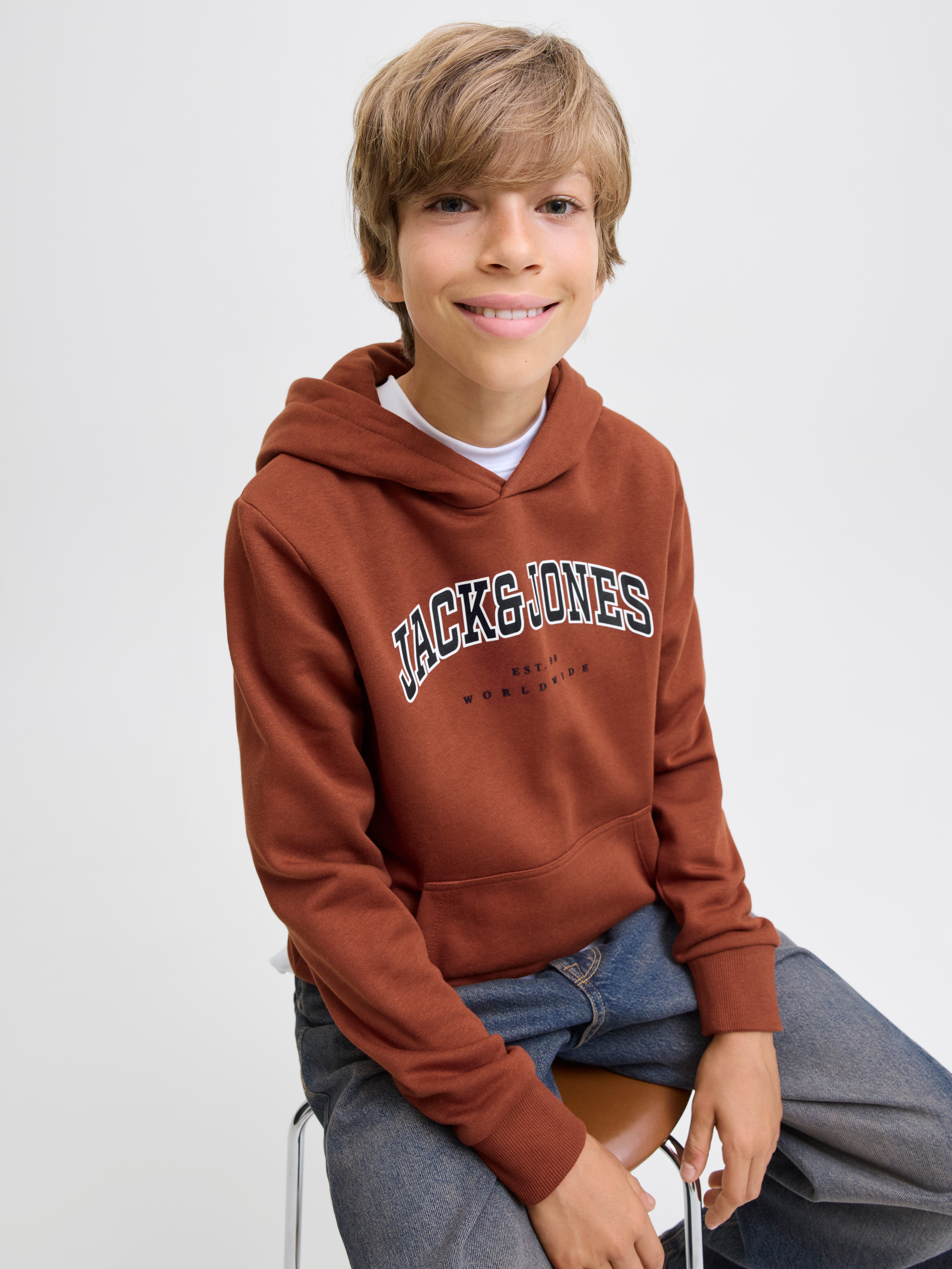 Jack & Jones Junior Hoodie JJECALEB VARSITY SWEAT HOOD NOOS JNR
