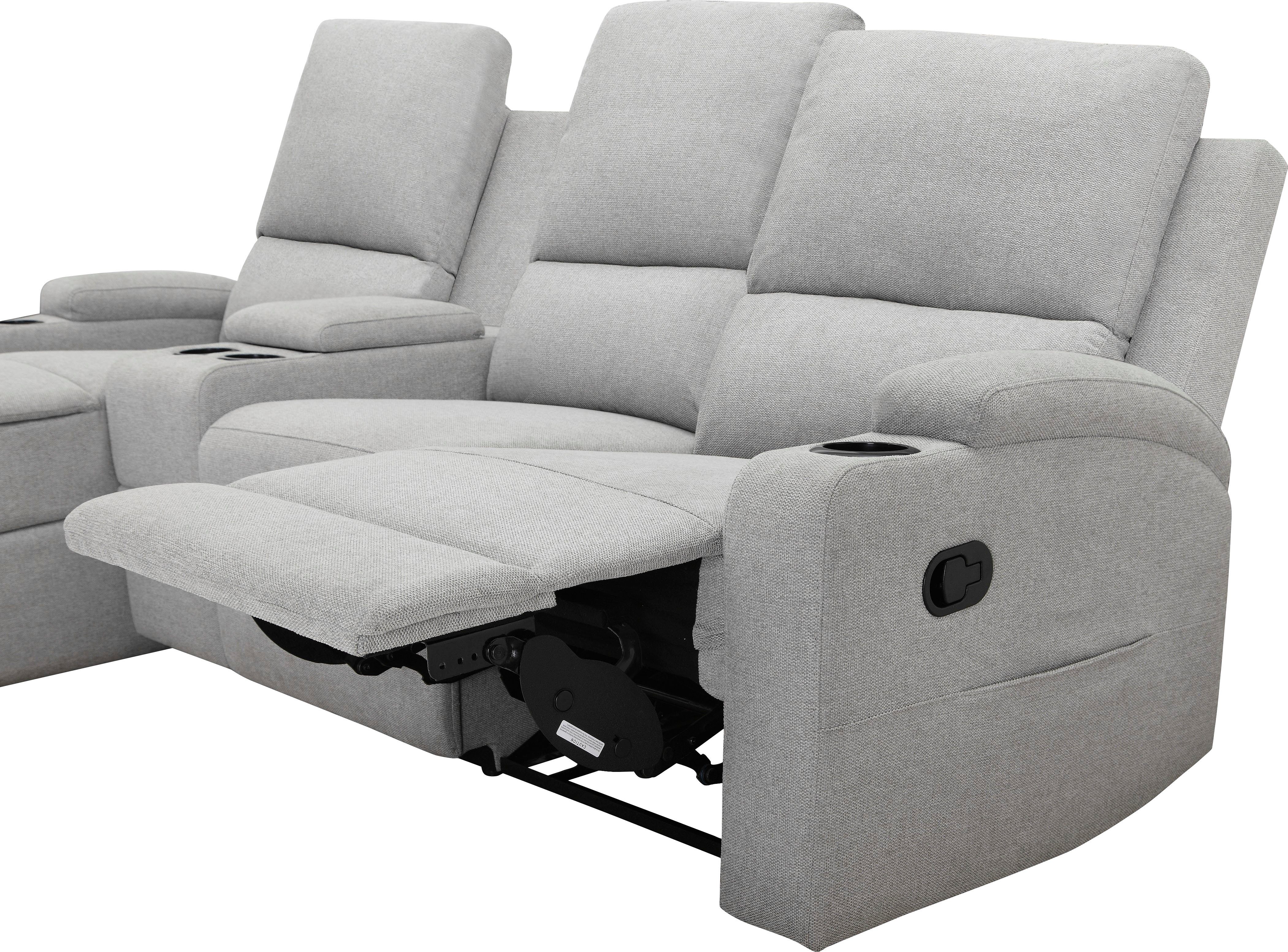 Home affaire Hoekbank Napori multimediabank, 3 bioscoopstoelen XXL, L-model, Bioscoopbank met relaxfunctie, bekerhouder, opbergvak en opbergbox