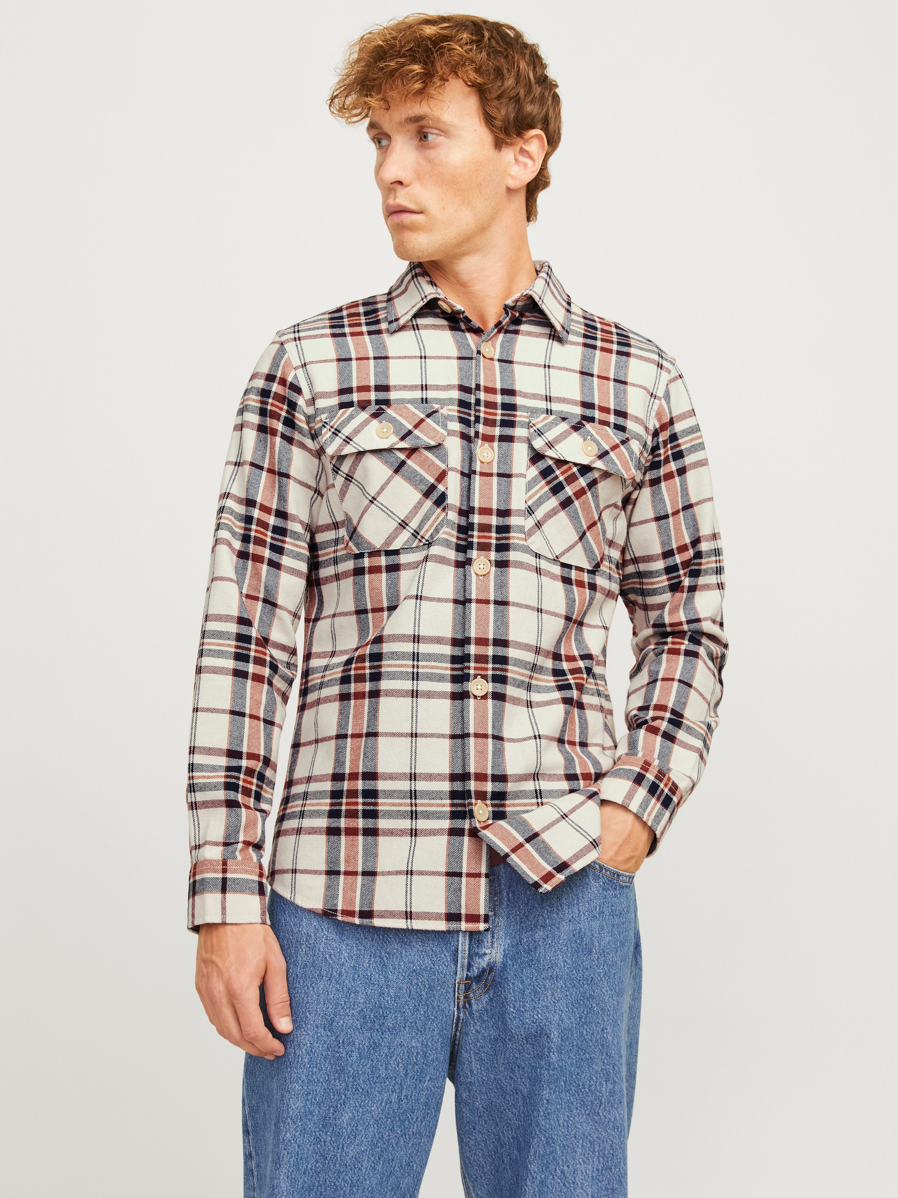 Jack & Jones Overhemd met lange mouwen JJEDARREN OVERSHIRT LS NOOS heren overhemden maat L bruin