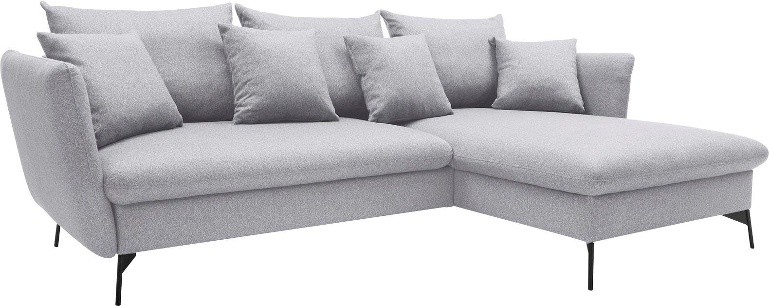 andas Hoekbank LIVORNO,258 cm, L-model, Slaapfunctie en bedlade (139/224 cm), fluweel, structuur, geweven stof