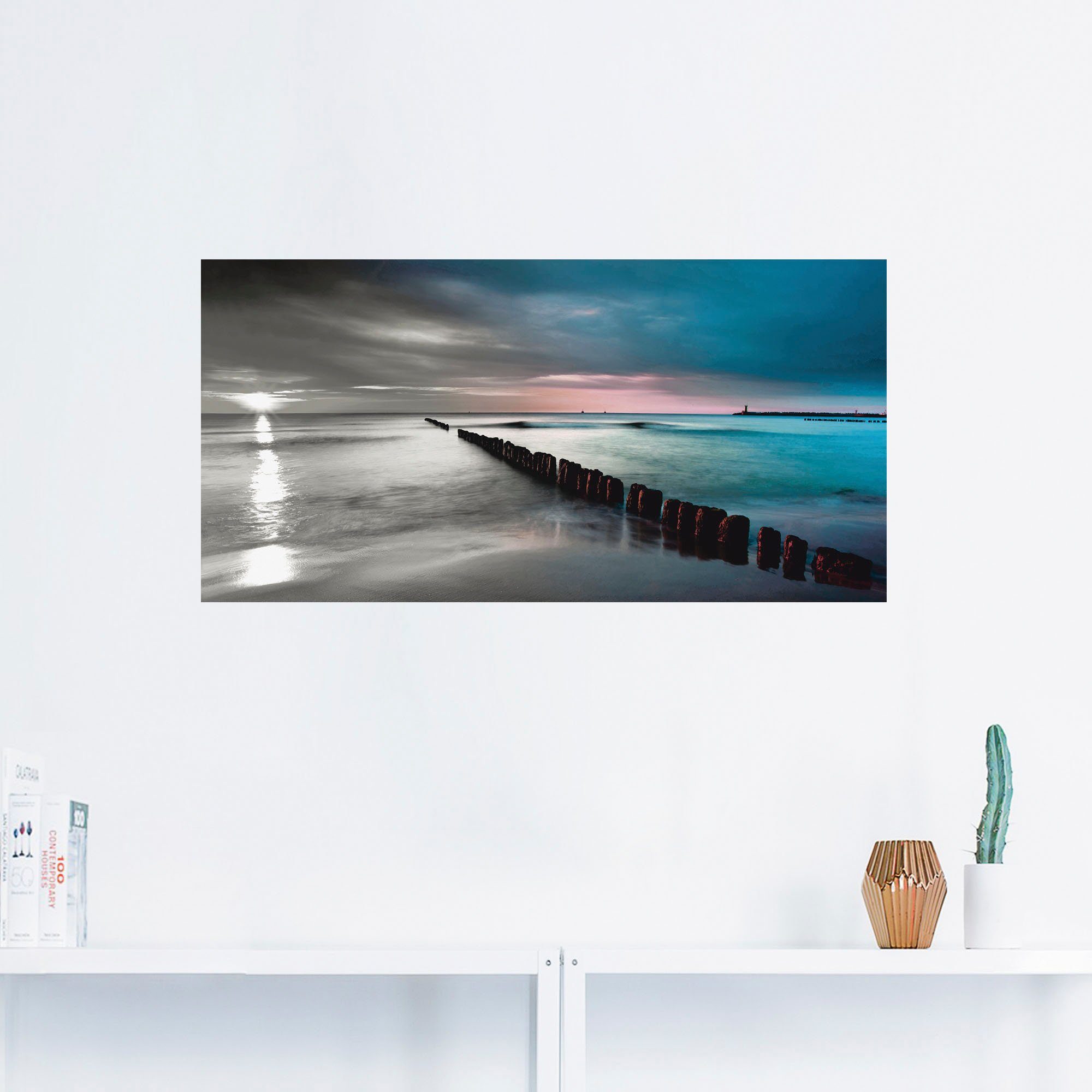Artland Artprint Oostzee met zonsopkomst z/w als artprint op linnen, muursticker in verschillende maten