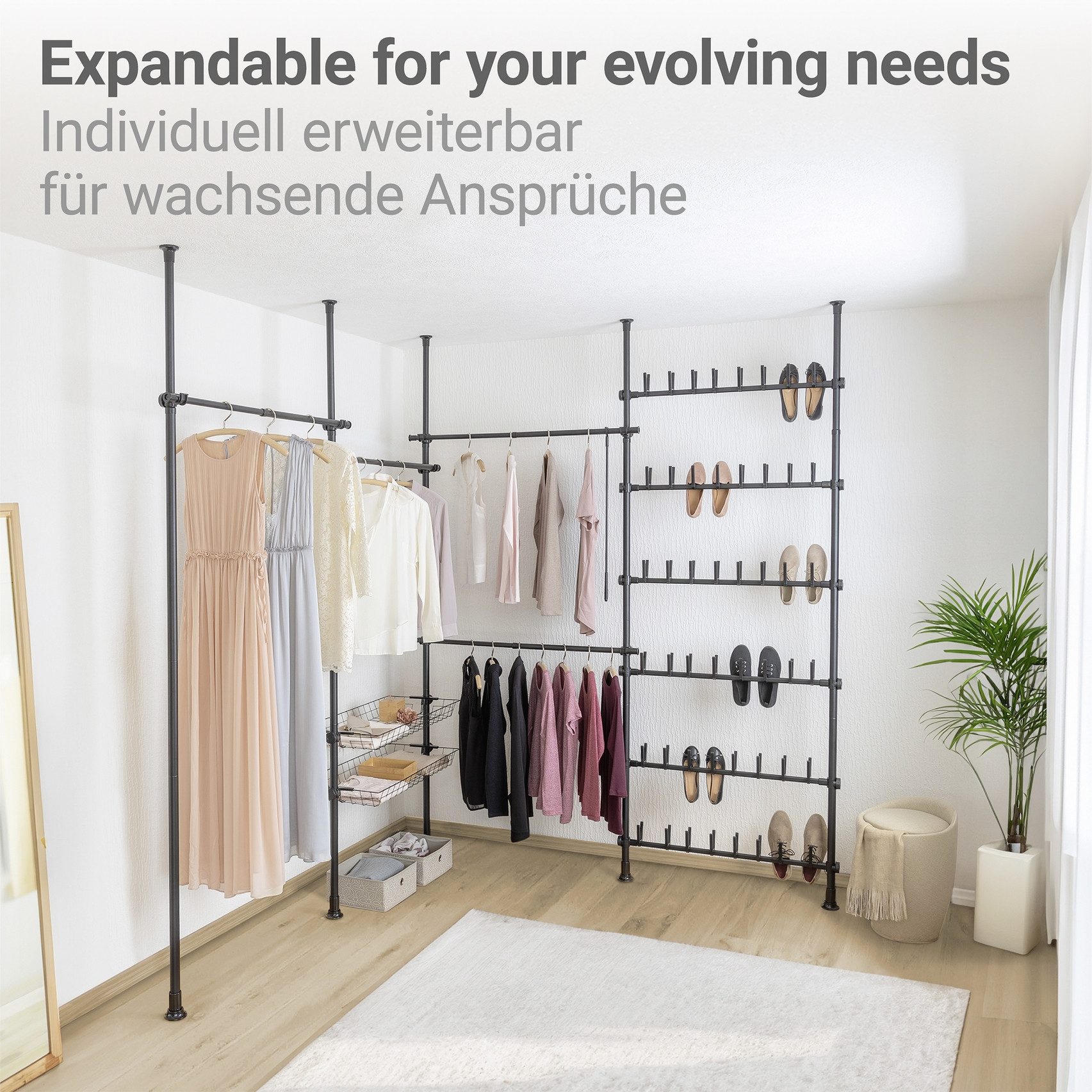 WENKO Telescooprek Model Herkules Basic verstelbare breedte 75-120 cm, h. 165-300 cm - zonder boren & schroeven