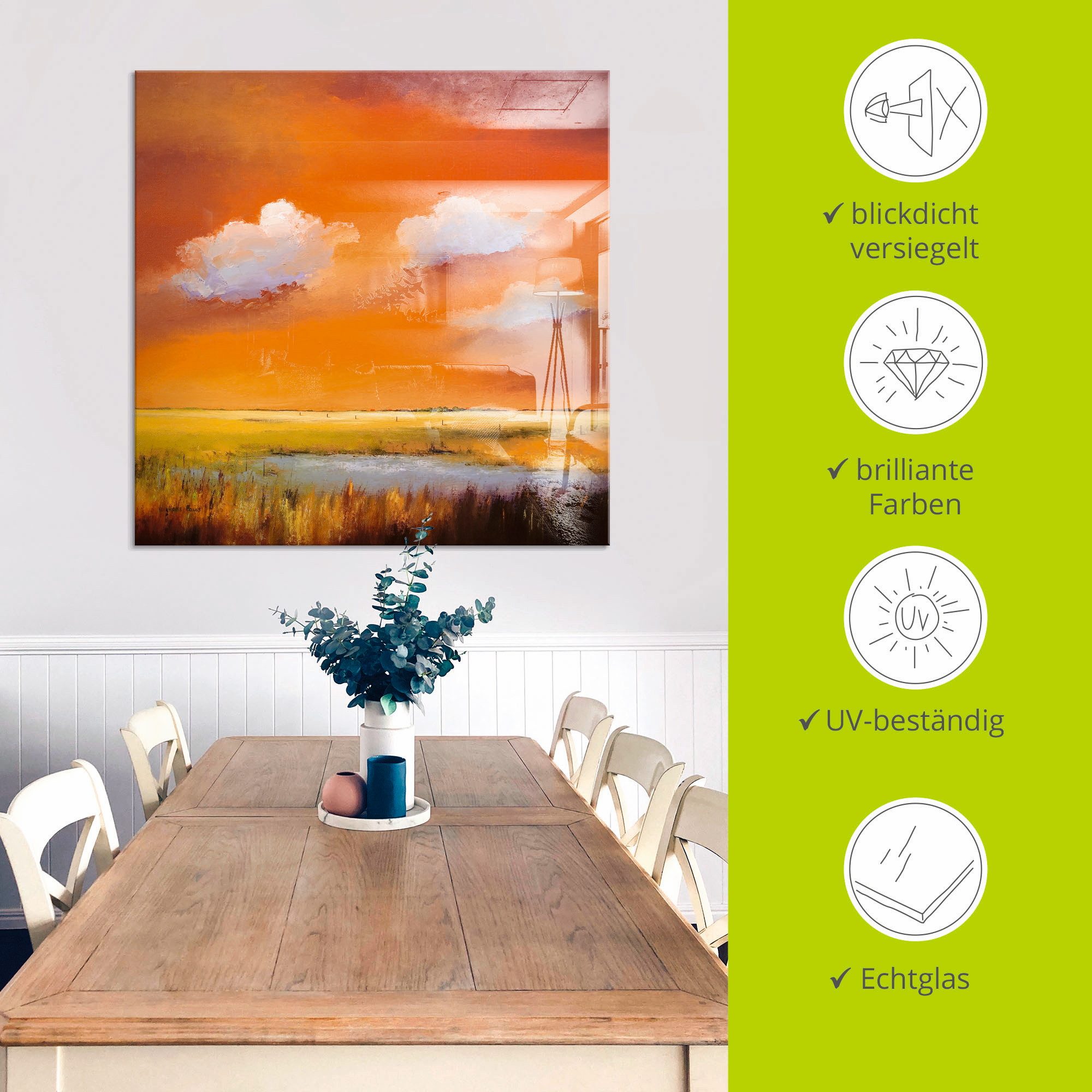 Artland Print op glas Avond I in verschillende maten