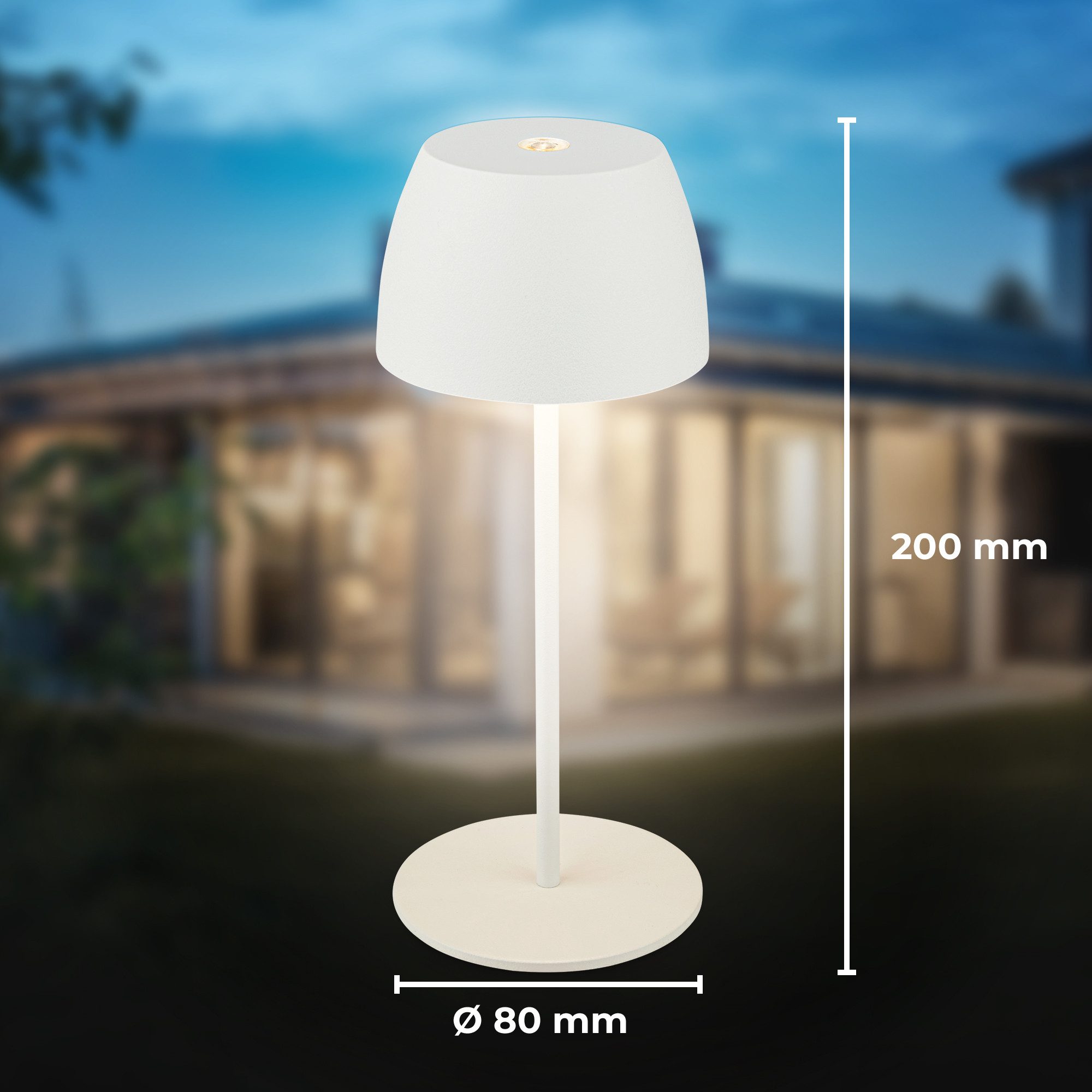 B.K.Licht Tafellamp voor buiten BK_TL1605 Mini Accu LED tafellamp, touchdimmer, met USB-C 2.700 k, 150 lm, 2,5w, ip44, verwisselbare accu, 4h-24h brandduur, wit (1 stuk)