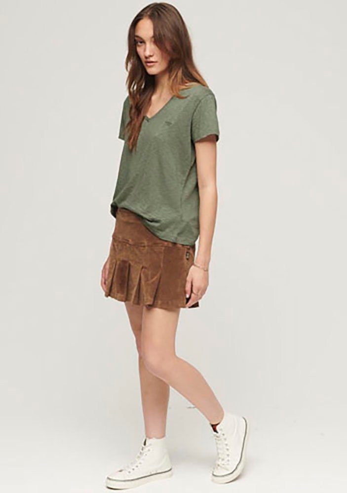 Superdry Shirt met V-hals STUDIOS SLUB EMB VEE TEE gestructureerd t-shirt met v-hals en borduursel