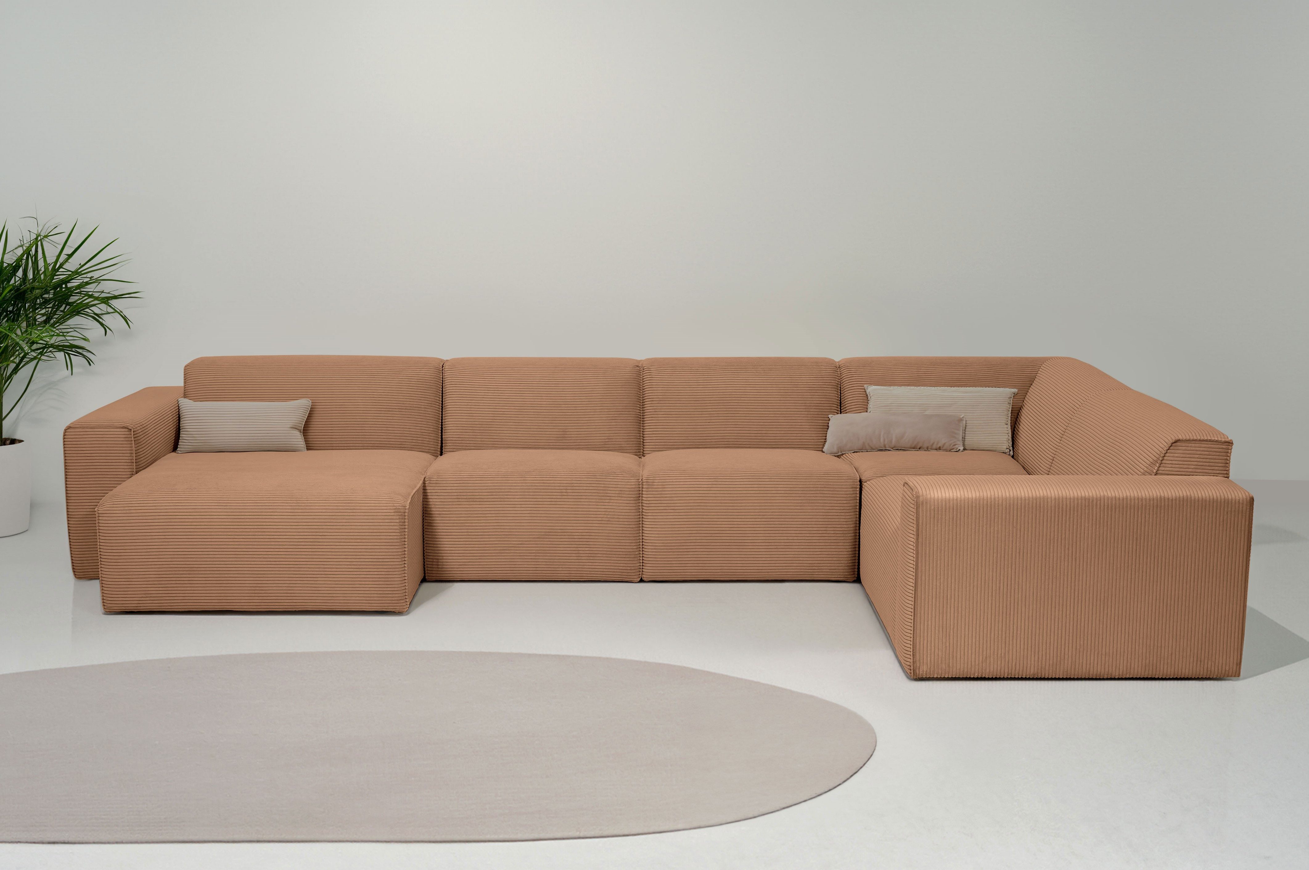INOSIGN Zithoek Clayton in een trendy ribfluwelen bekleding, diverse combinaties mogelijk bruin, zithoeken, Recamiere links
