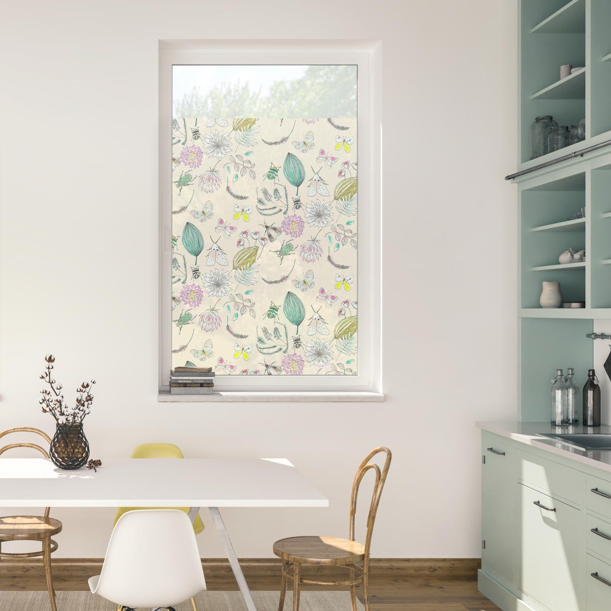 LICHTBLICK Raamfolie zelfklevend, bescherming tegen inkijk, My bohemian Garden - multicolour (1 stuk) raamdecoratie maat 100 cm x 100 cm multicolor