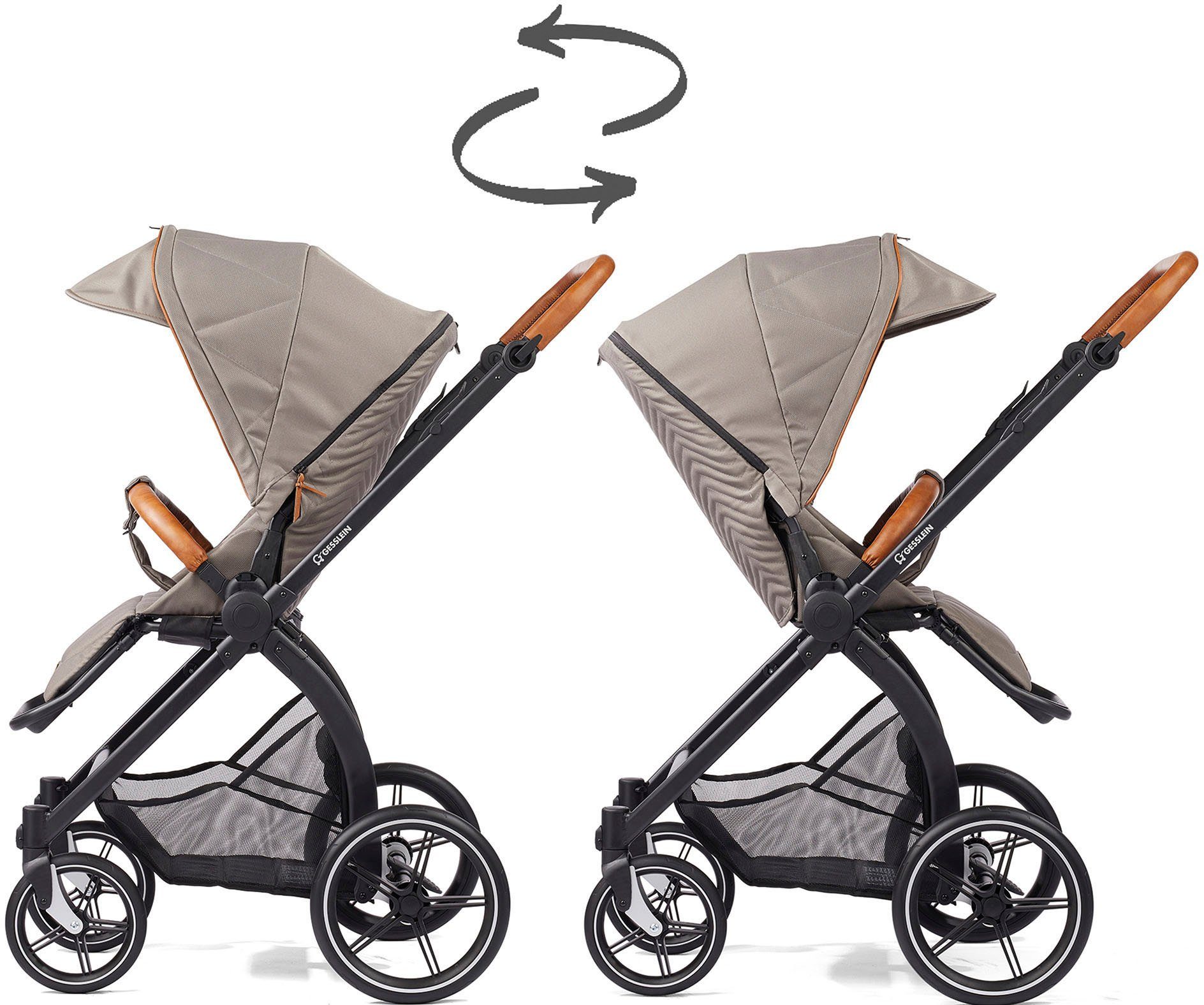 Gesslein Combi-kinderwagen FX4 Soft+ met opzetstukStyle, zwart/cognac
