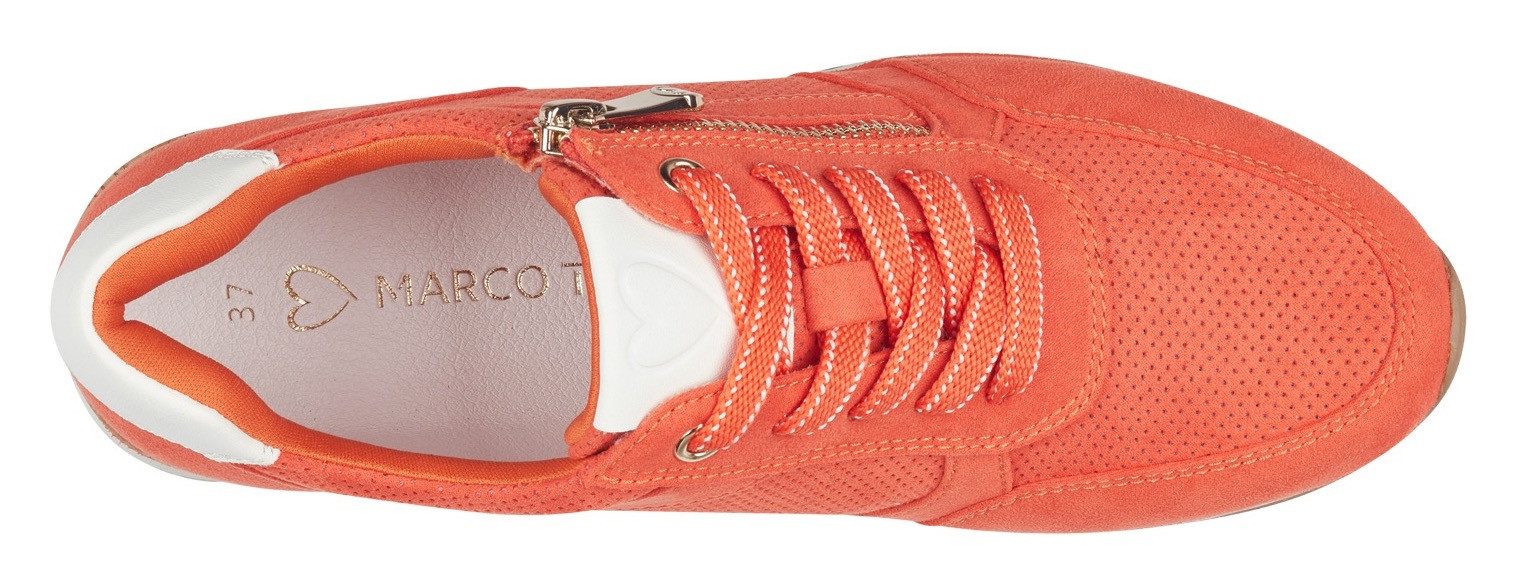 Marco Tozzi Sneakers met sleehak vrijetijdsschoen, lage schoen, veterschoen in vegan uitvoering