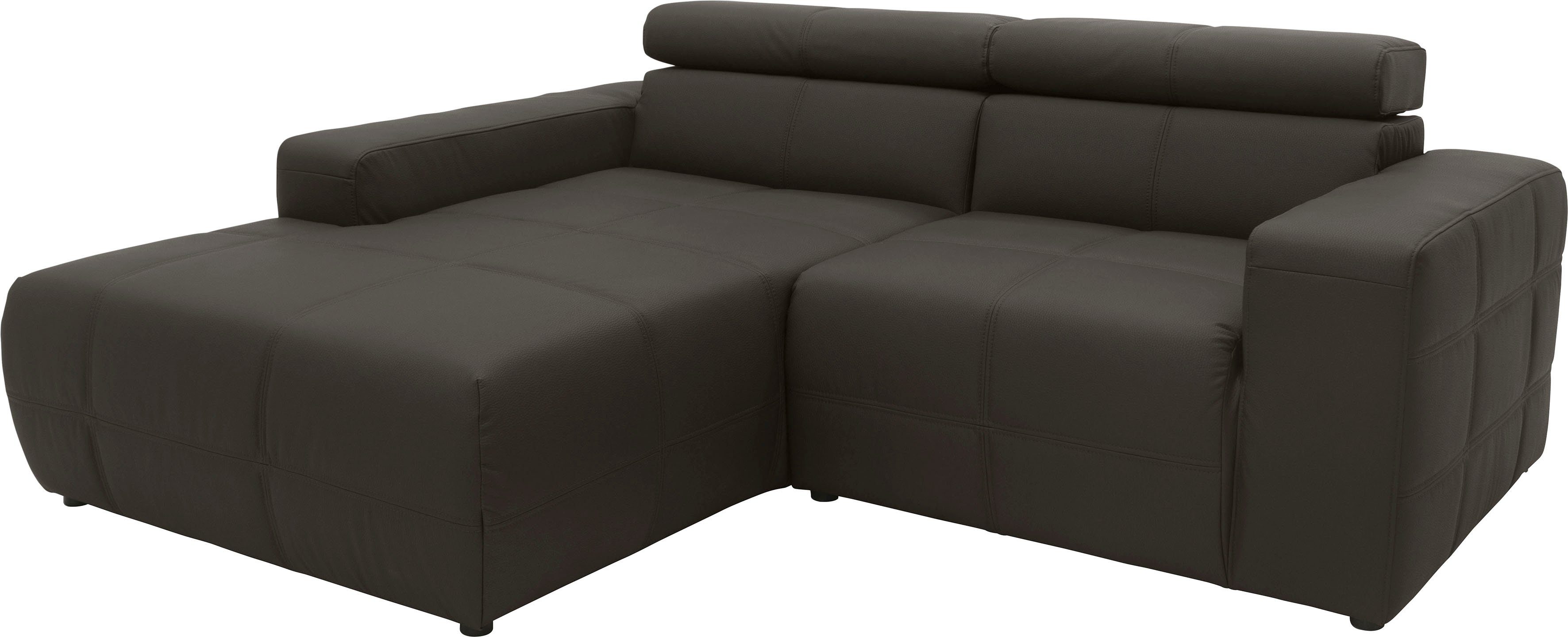 DOMO collection Hoekbank Brandon B/T/H: 214/100/80 cm, L-Form Met verstelbare hoofdsteun, ook in leer en cord, L-model