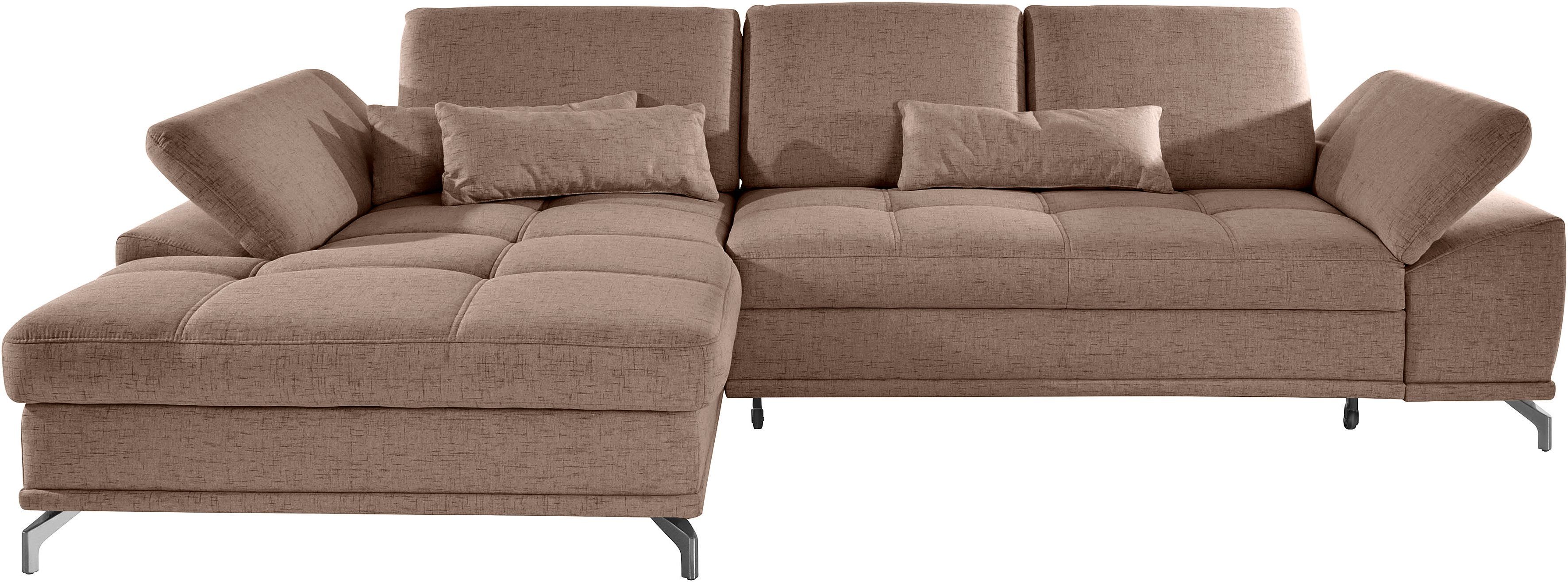 Places of Style Hoekbank Costello L-vorm, met zitdiepteverstelling, armleuningverstelling en