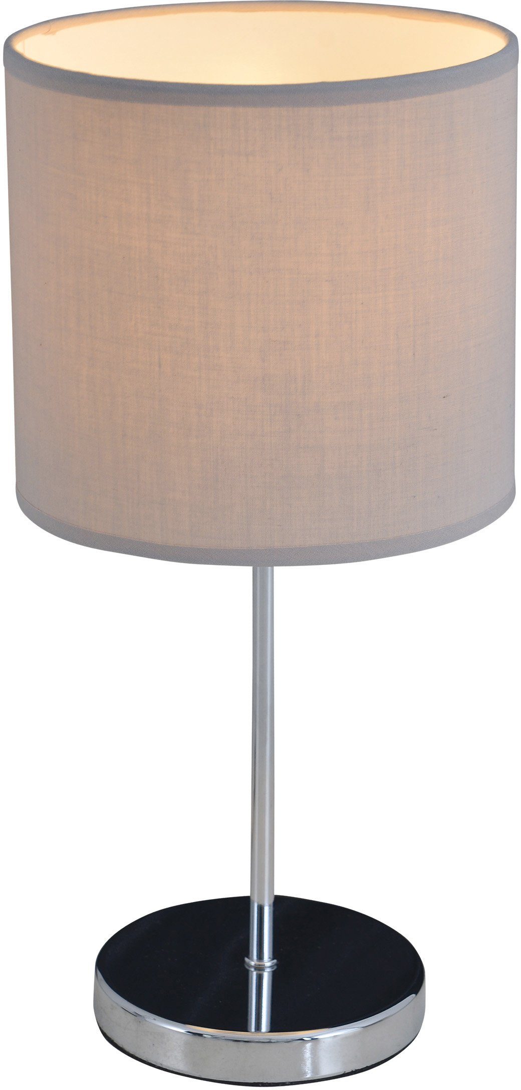 näve Tafellamp New York Hoogte 38,5 cm Ø 18,5 cm excl. 1x E27/max. 40W, kap grijs, frame chroom (1 stuk)