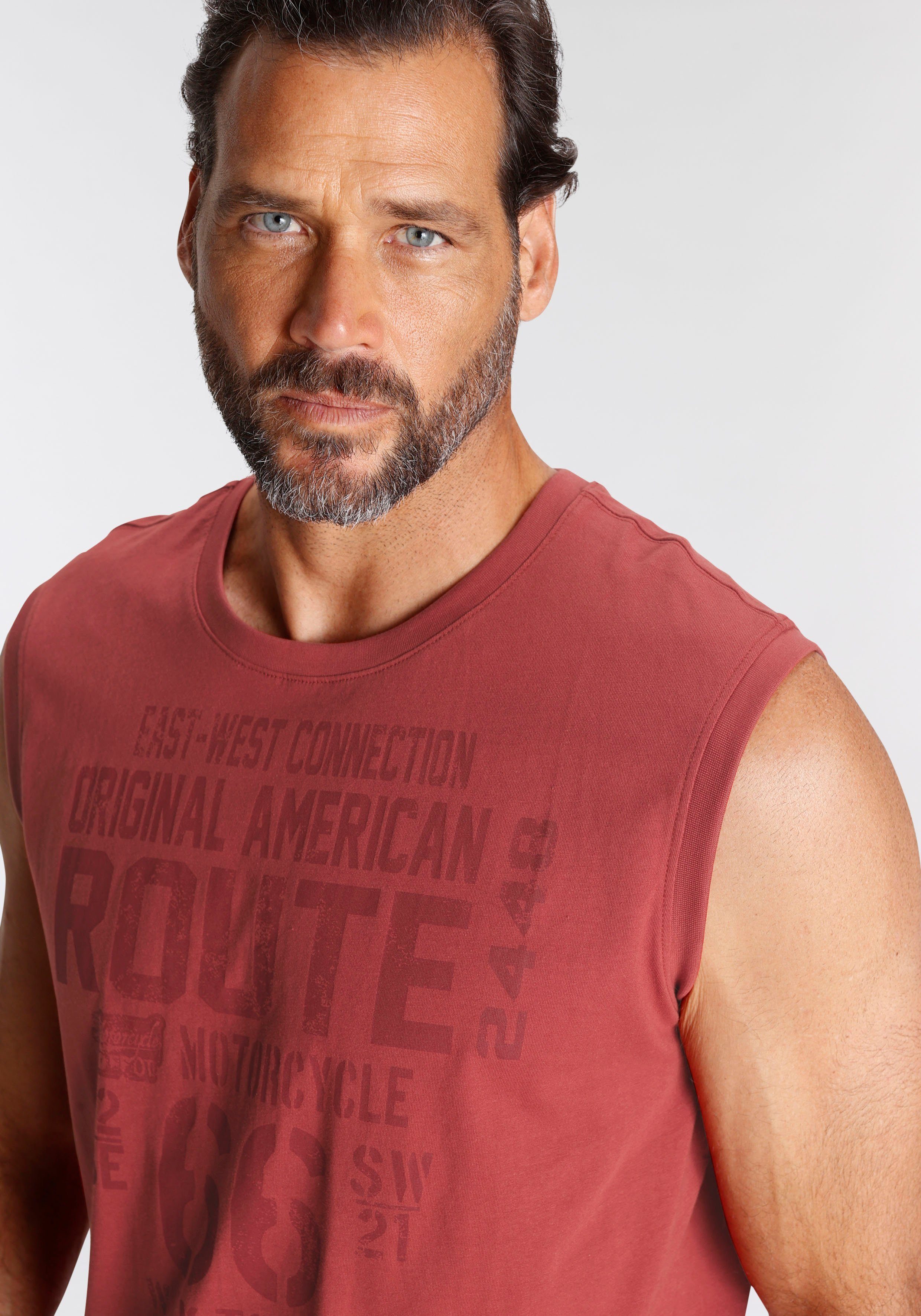 Man's World Muscle-shirt mouwloos, bedrukt, ronde hals, van 100% katoen (2-delig, Set van 2)