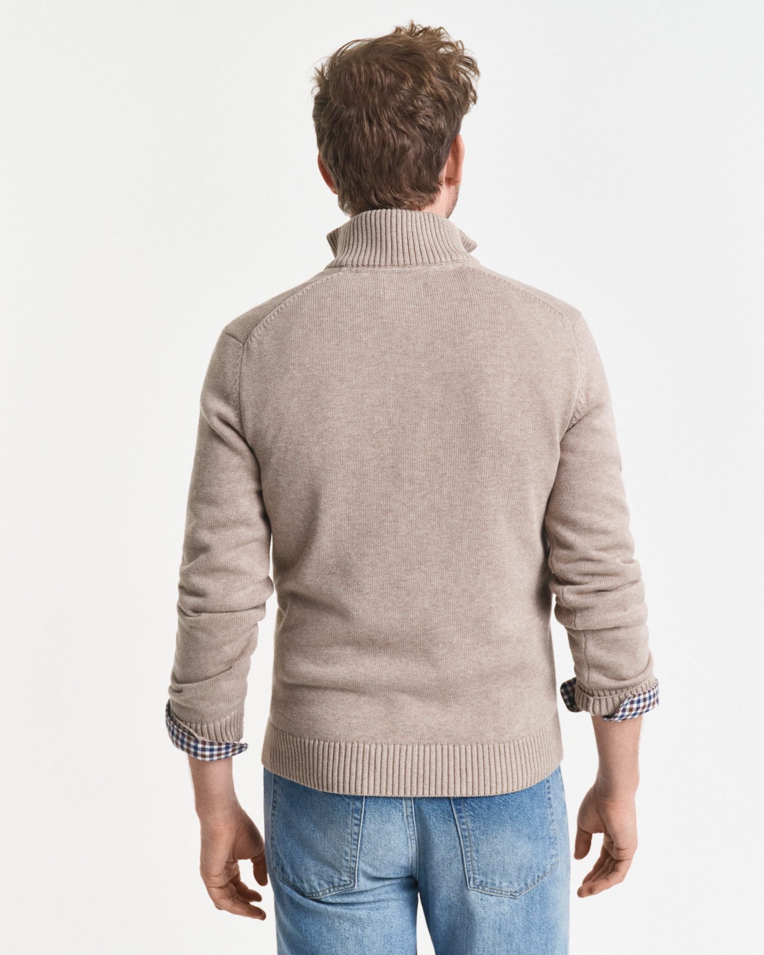 Gant Schipperstrui CASUAL COTTON HALFZIP met geborduurd grafisch logo op de borst