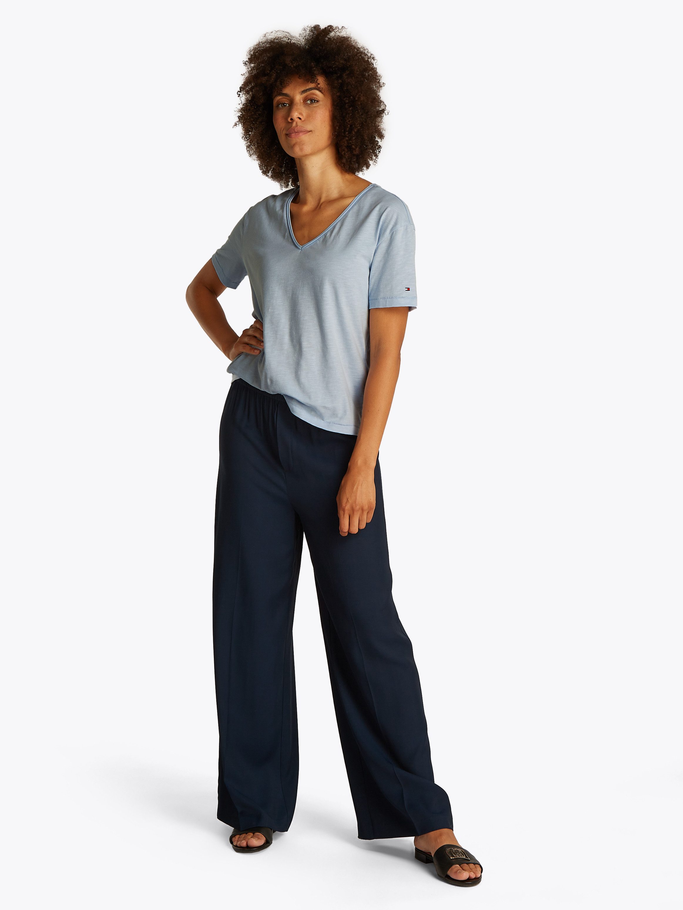 Tommy Hilfiger T-shirt SLUB CROP V-NK SS