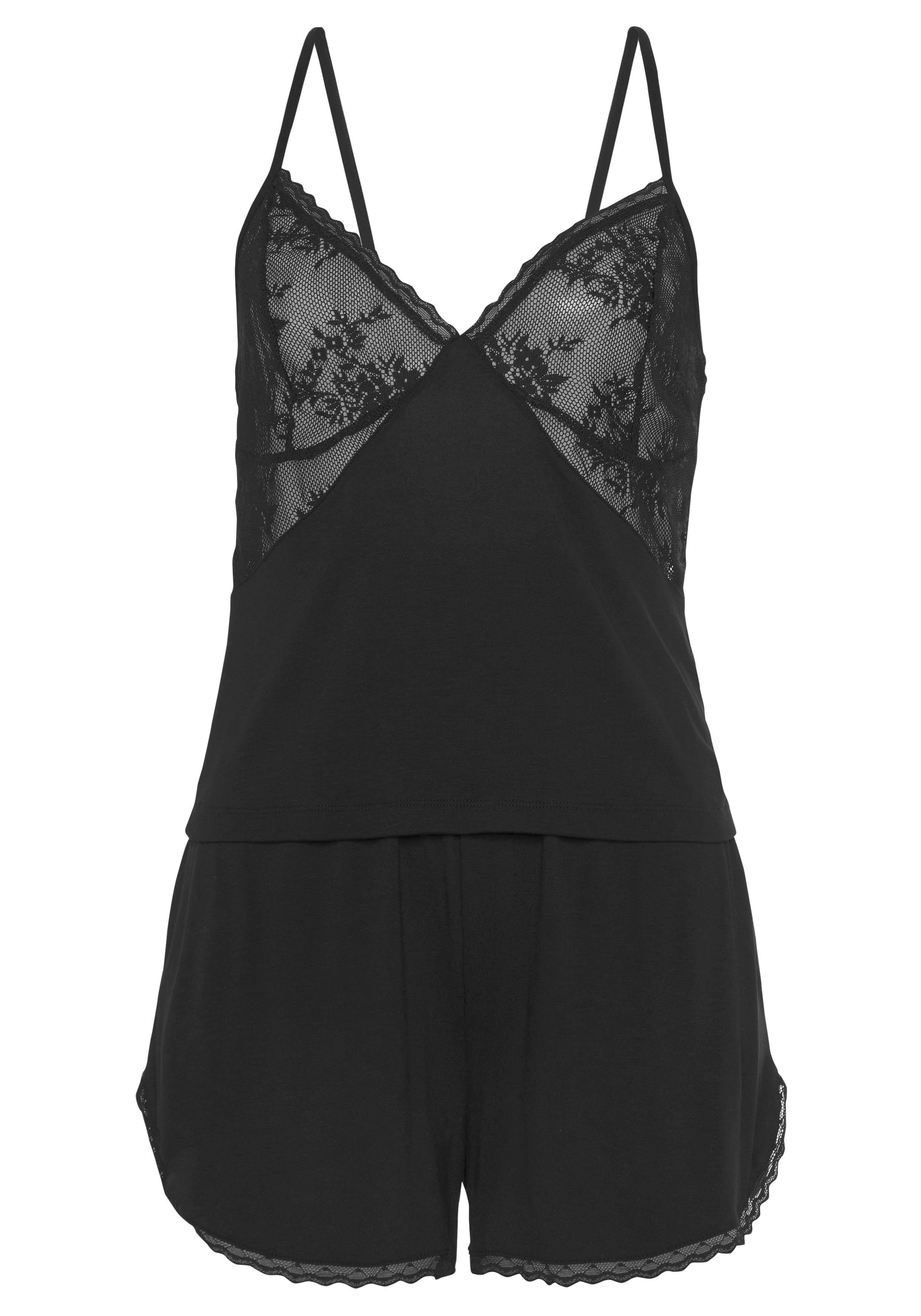 Bruno Banani Shortama met mooie kantdetails (2-delig, 1 stuk)
