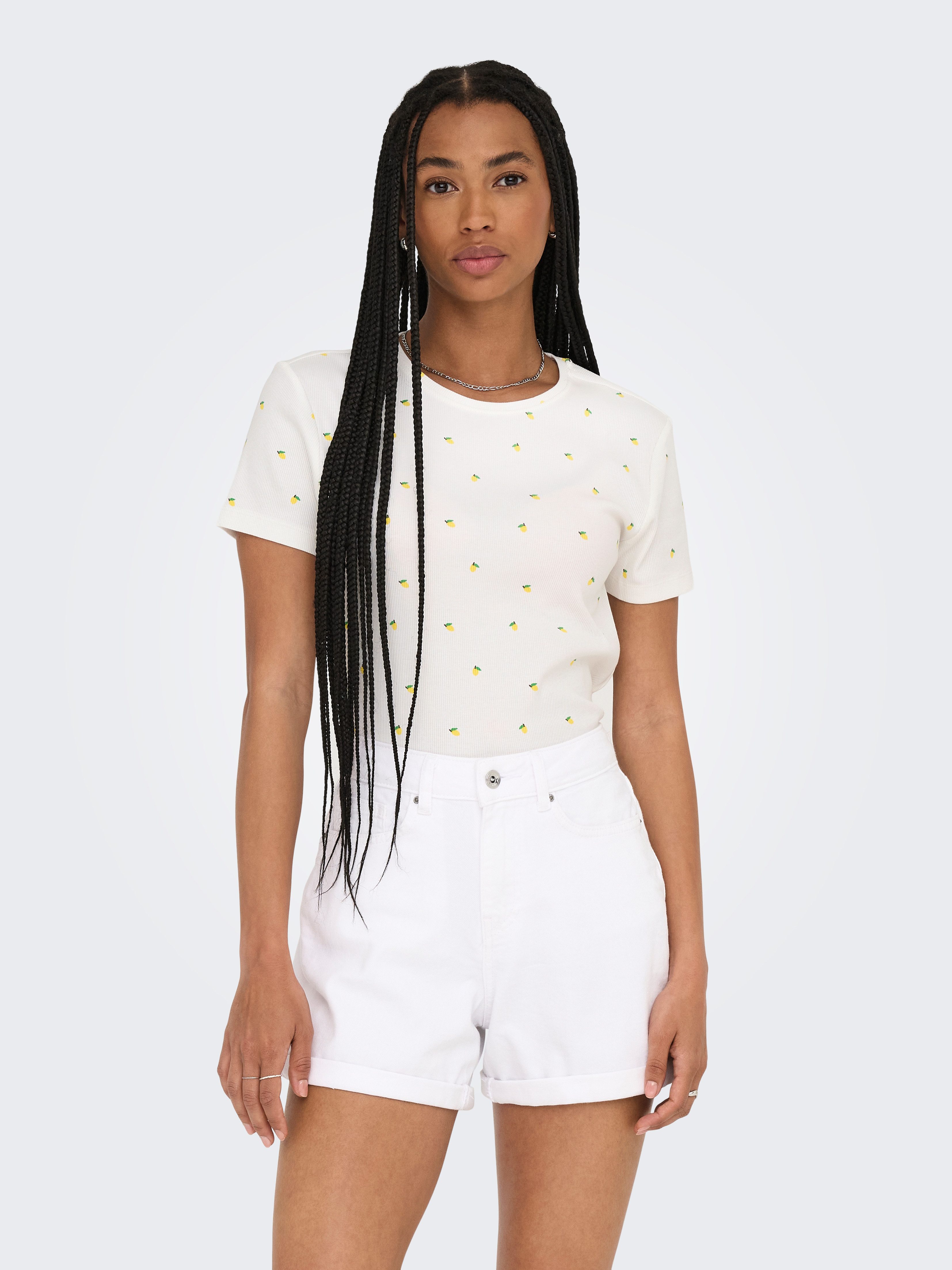 Only Shirt met korte mouwen ONLFENJA LIFE SS AOP TOP JRS NOOS