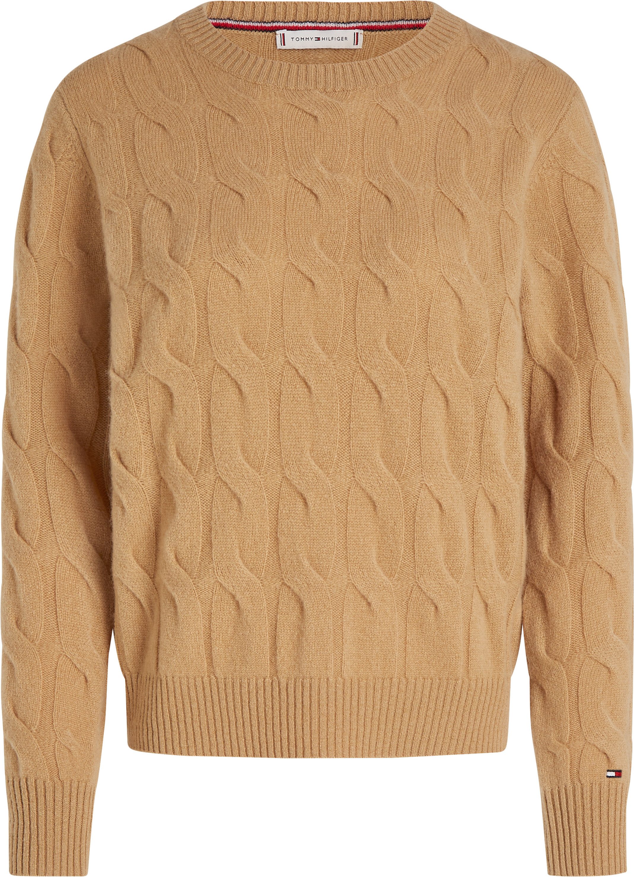 Tommy Hilfiger Gebreide trui SOFT WOOL CABLE C-NK met kabelpatroon, ronde hals