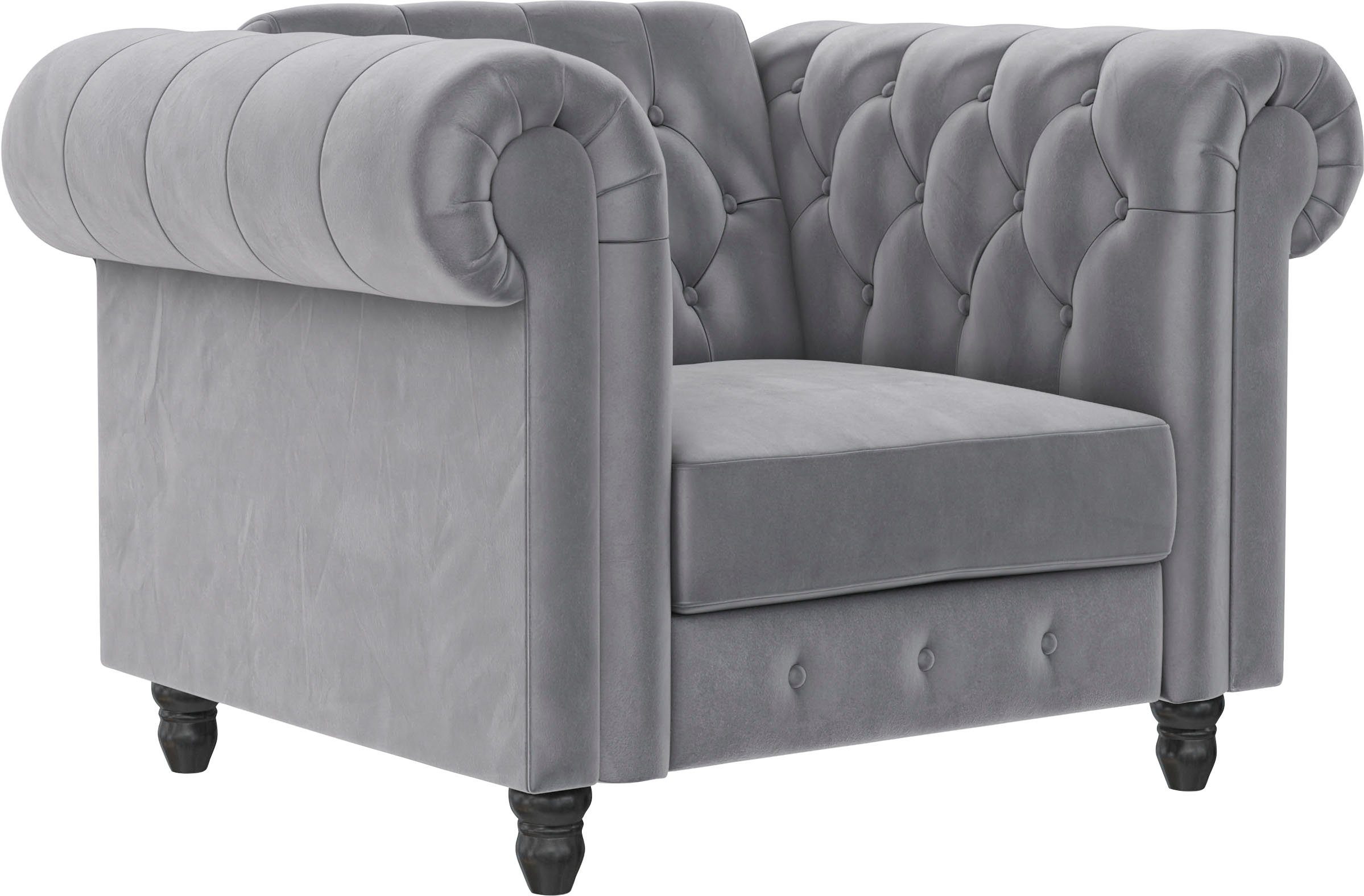 Dorel Home Chesterfield-fauteuil Felix met rugleuning 3-voudig verstelbaar, benen massief hout, zithoogte 46 cm