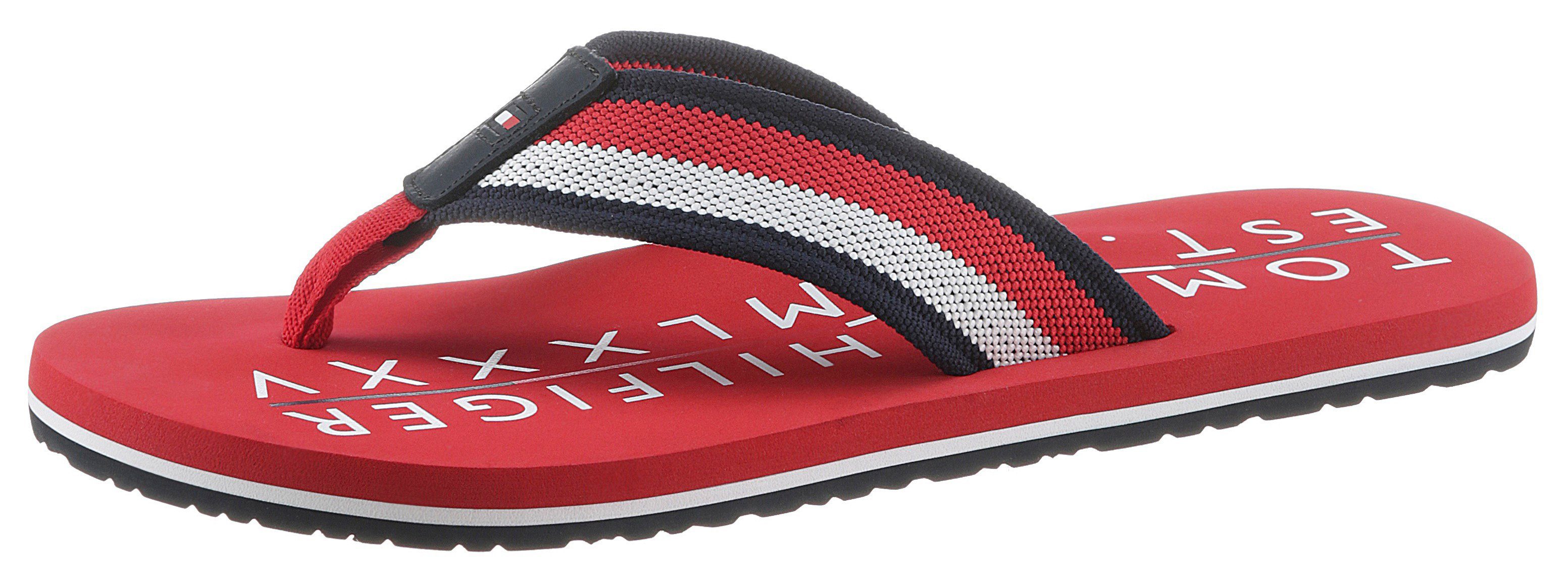 Tommy Hilfiger Teenslippers CORPORATE PRINT BEACH SANDAL met zacht  teenbandje in de online winkel | OTTO