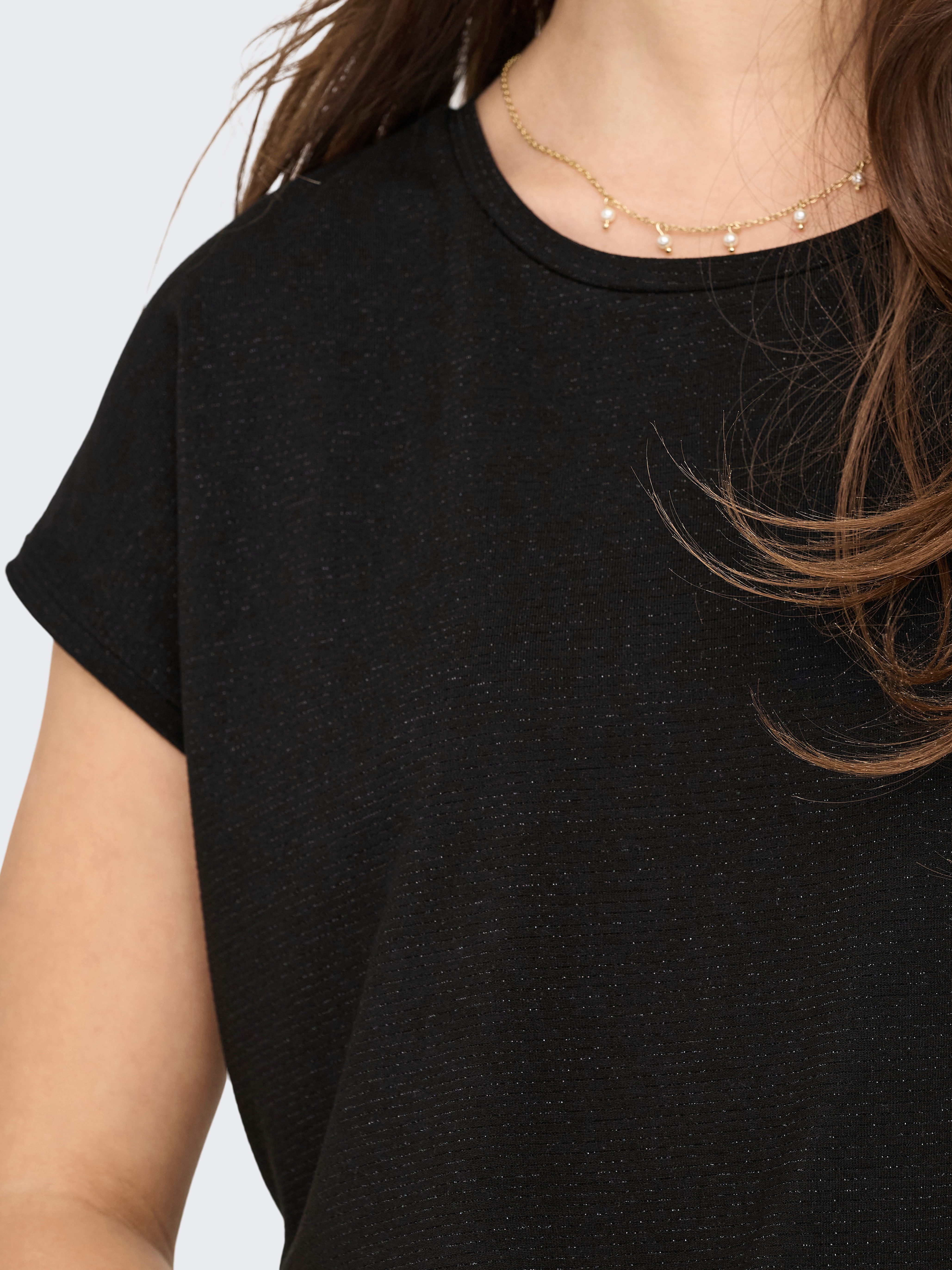 Only Shirt met korte mouwen ONLCLAUDIA S/S GLITTER STRIPE TOP JRS
