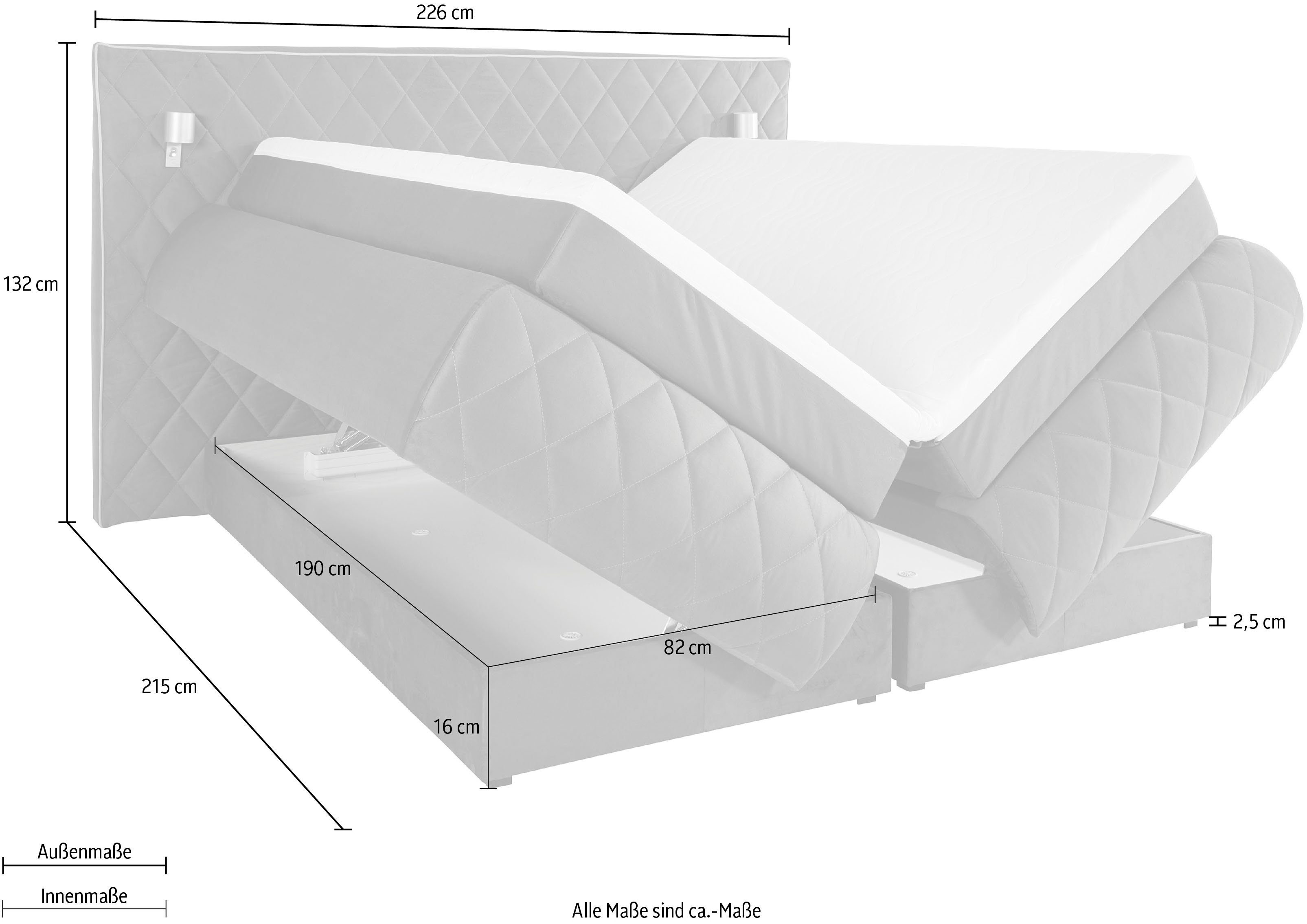 Places of Style Boxspring Alaric naar keuze met en zonder stralen, topmatras pocketvering