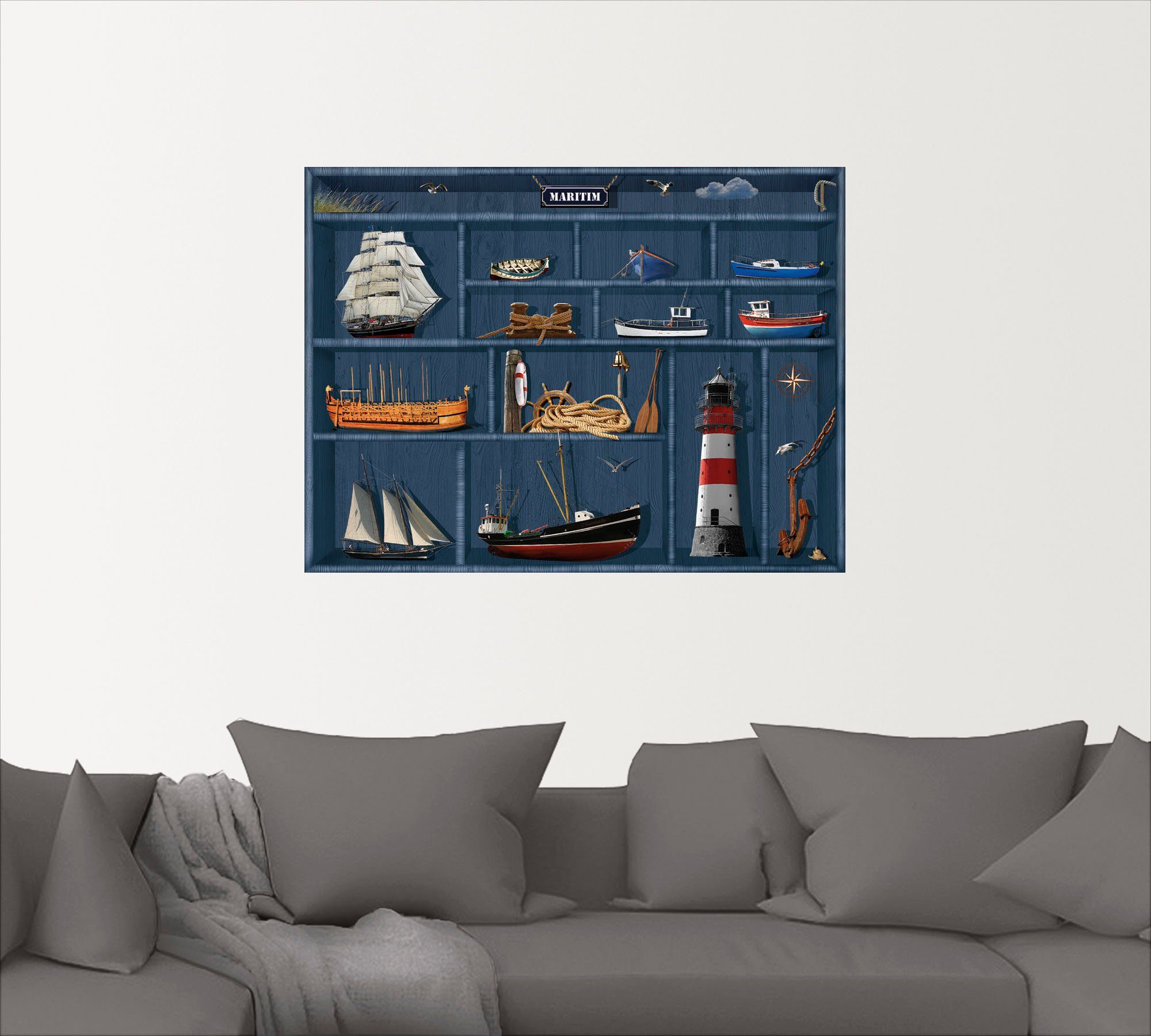 Artland Artprint De maritieme letterkast als artprint op linnen, poster, muursticker in verschillende maten
