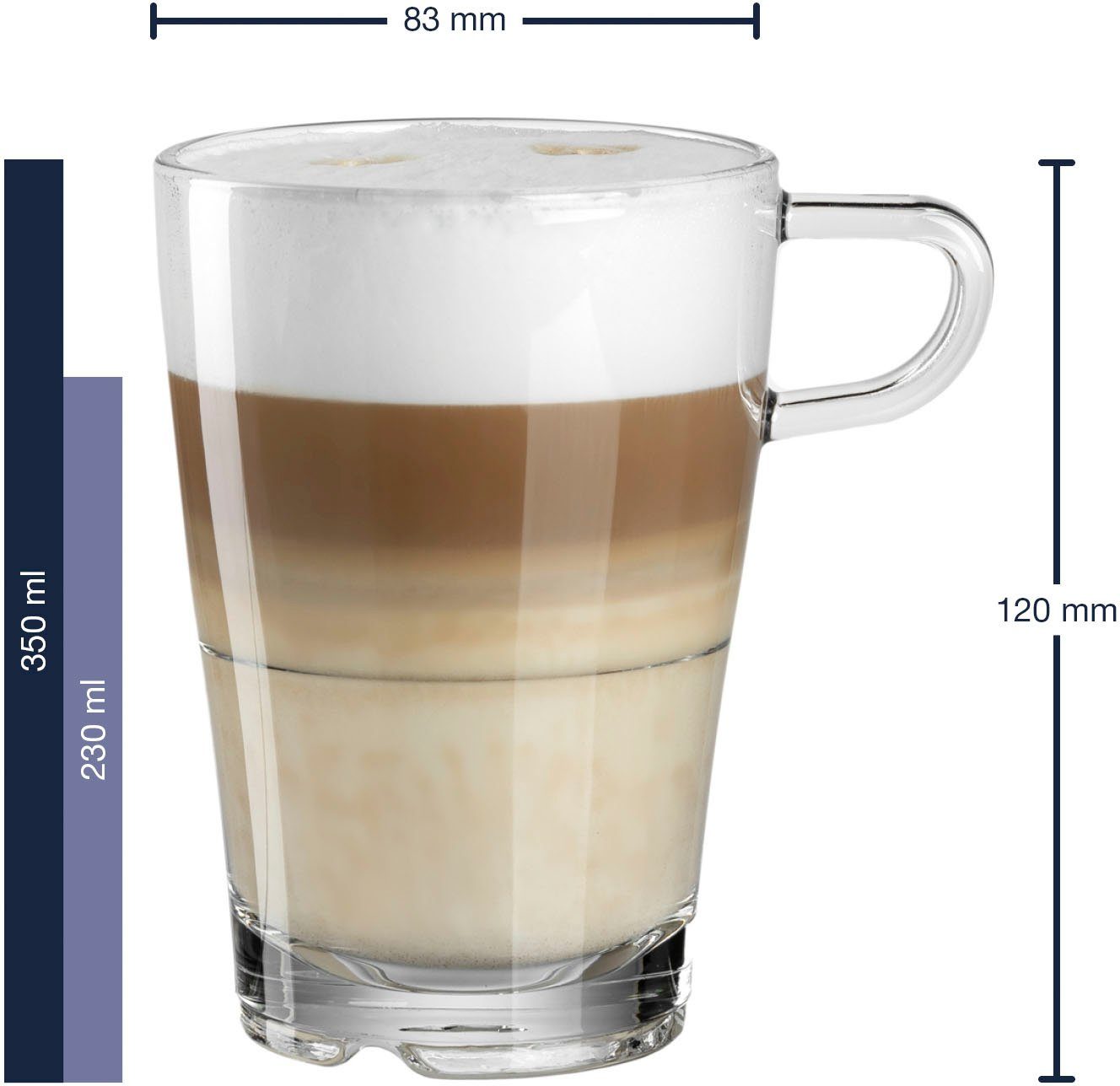 LEONARDO Latte macchiato glas SENSO (4-delig) incl. 2 lepels (set, 4-delig)