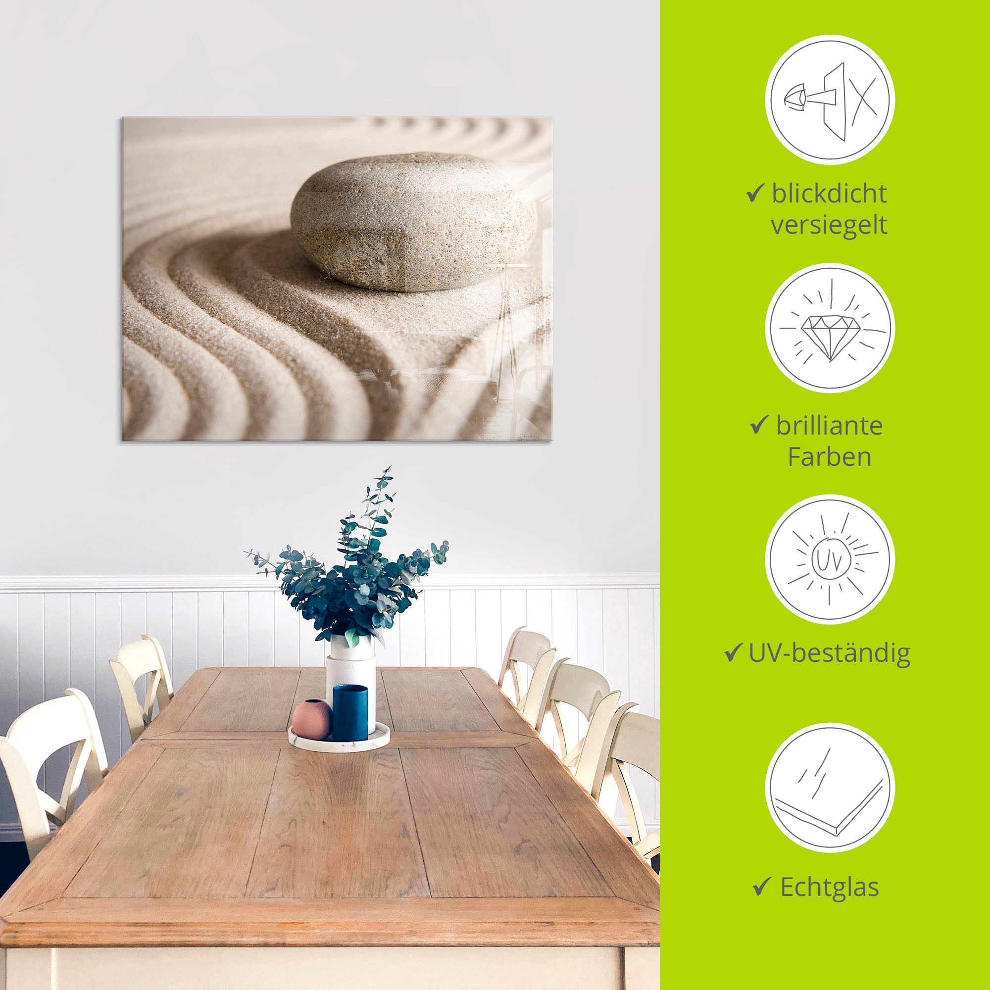 Artland Print op glas Zen steen in verschillende maten