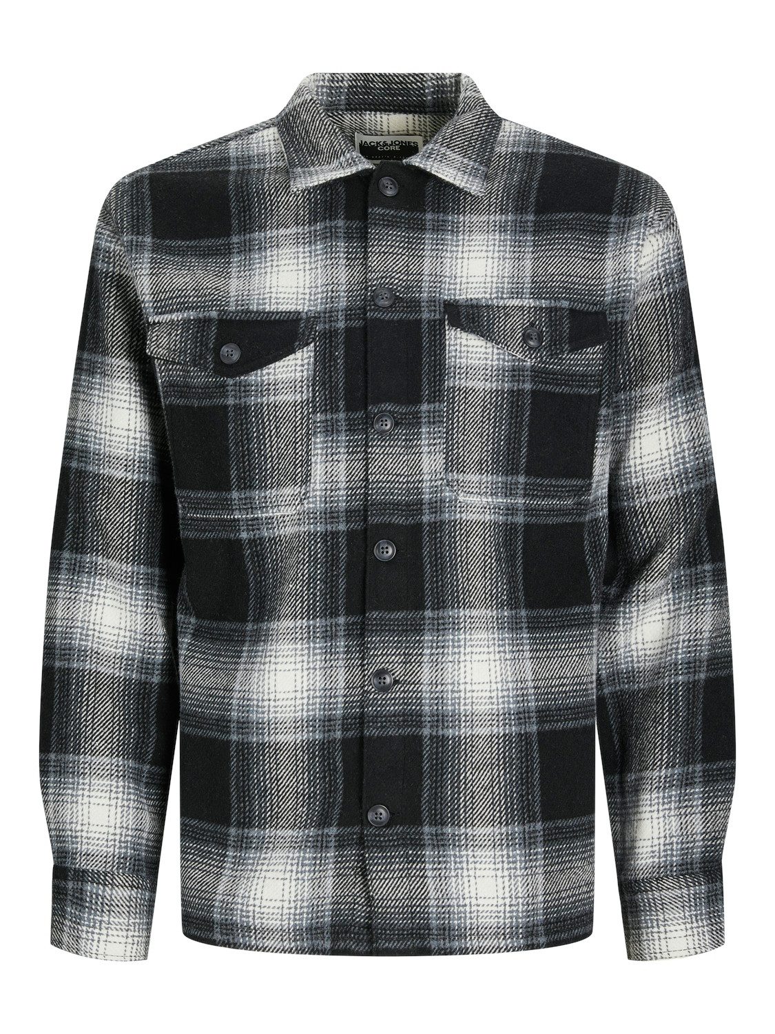 Jack & Jones Overhemd met lange mouwen JCOEDDIE CHECK WOOL BLEND OVERSHIRT LS heren overhemden maat L grijs