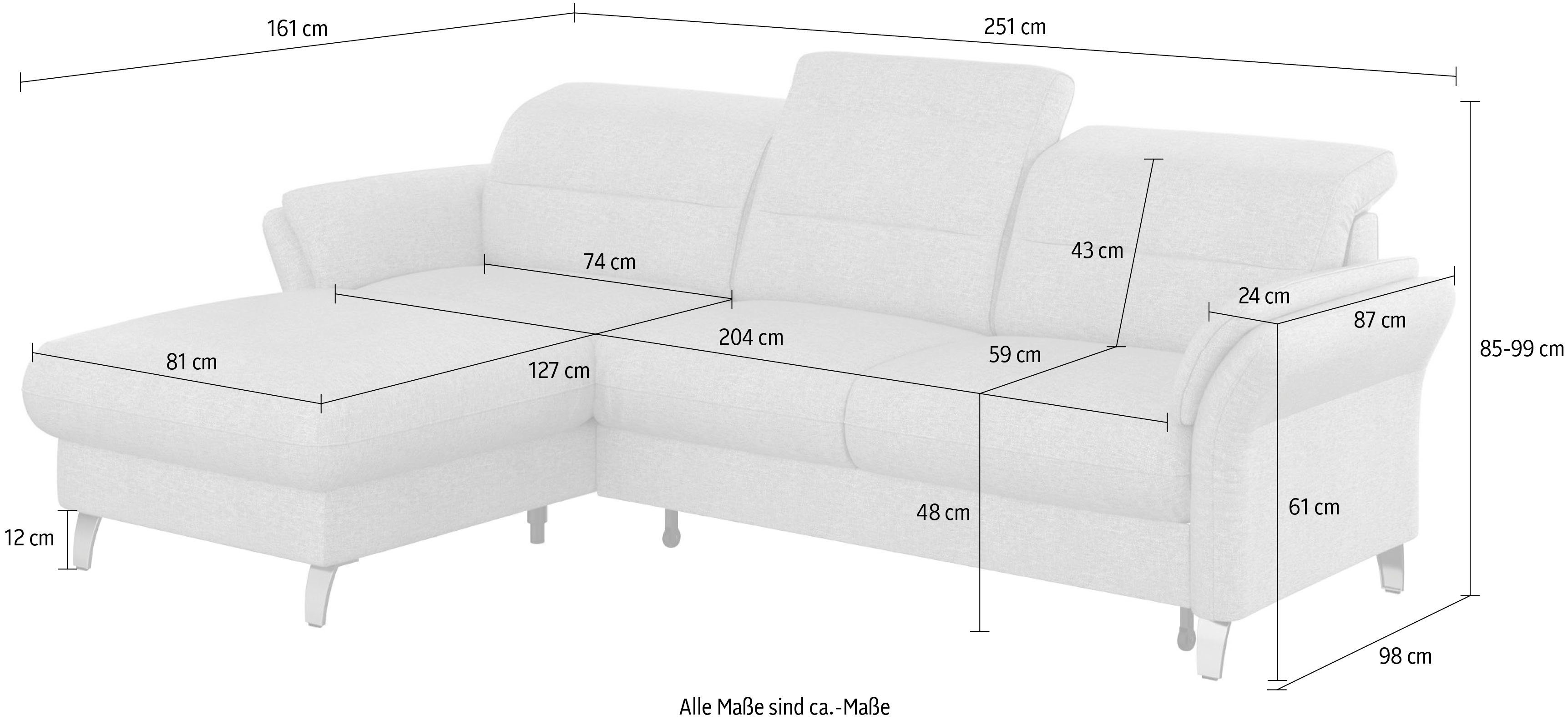 sit&more Hoekbank Grenoble L-vorm met bonnellvering optioneel met bedfunctie, bedlade, arm- en hoofdsteunverstelling